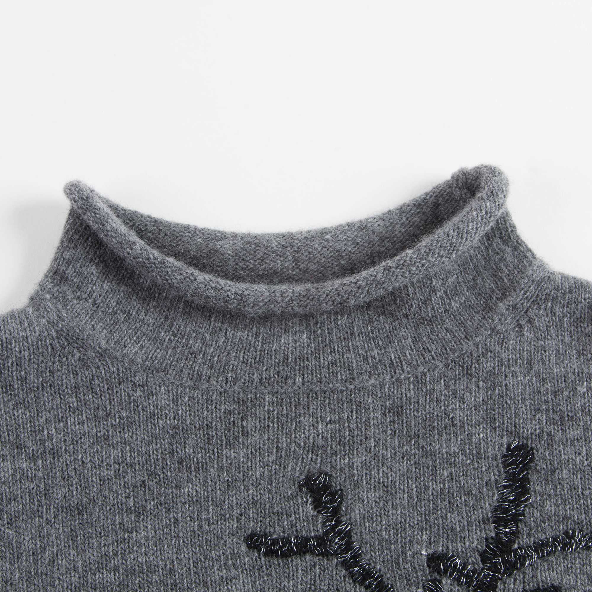Girls Asphalt Grey Wool Sweater