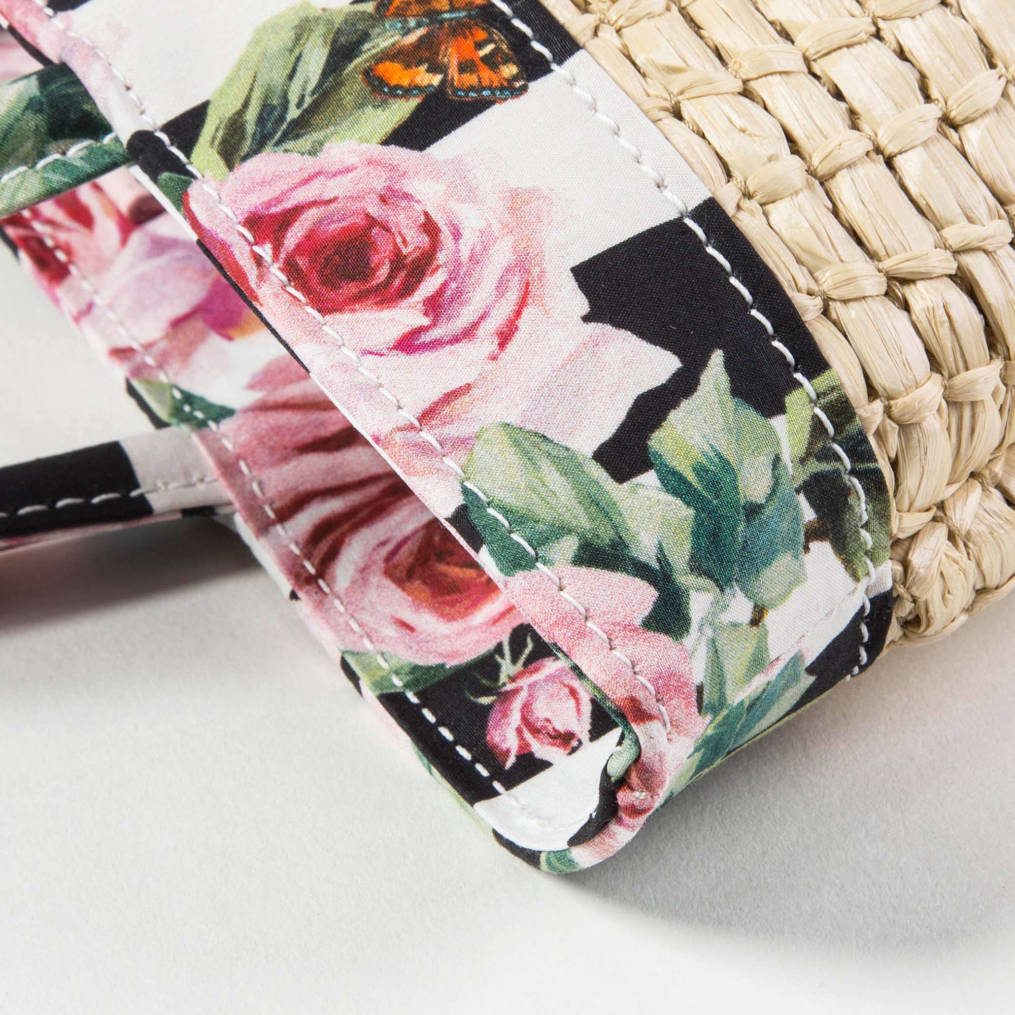 Girls Beige Rose Weave Handbag