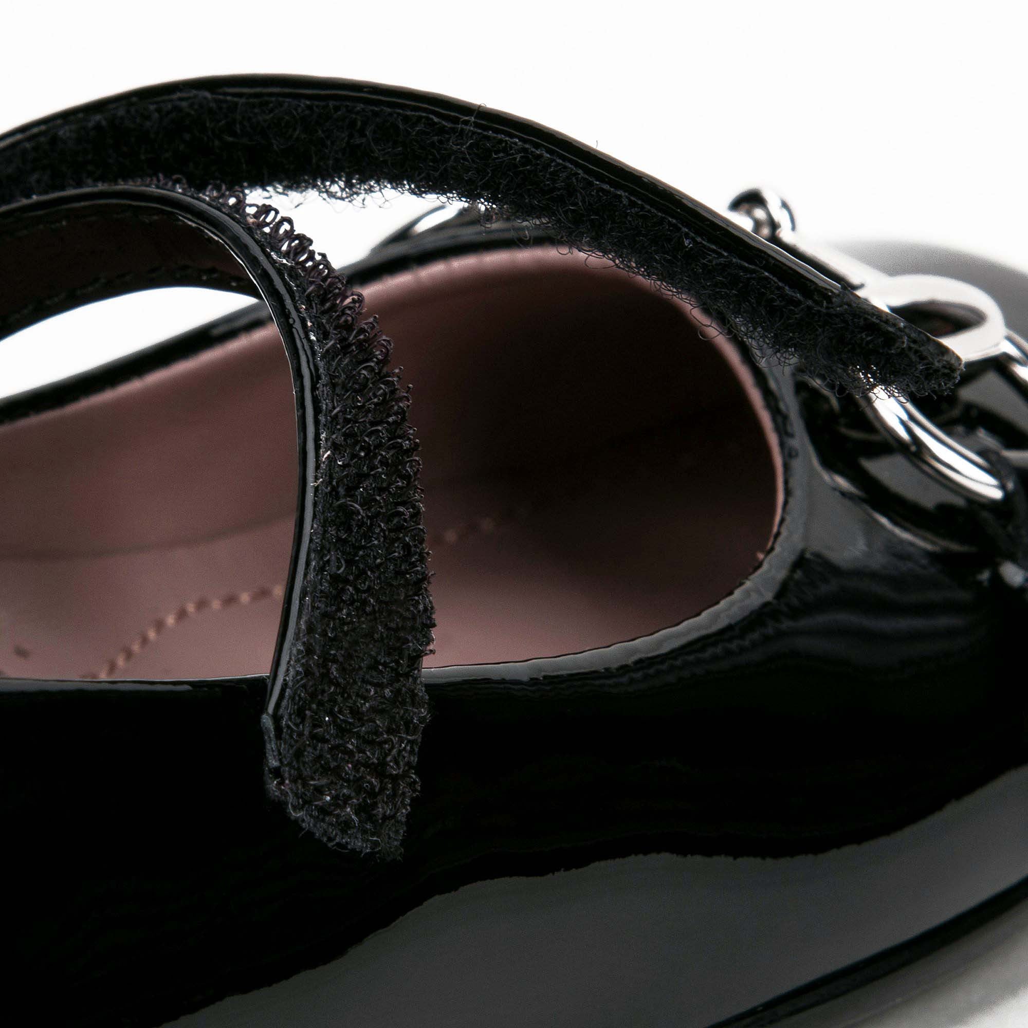 Girls Black Patent Leather Horsebit Shoes