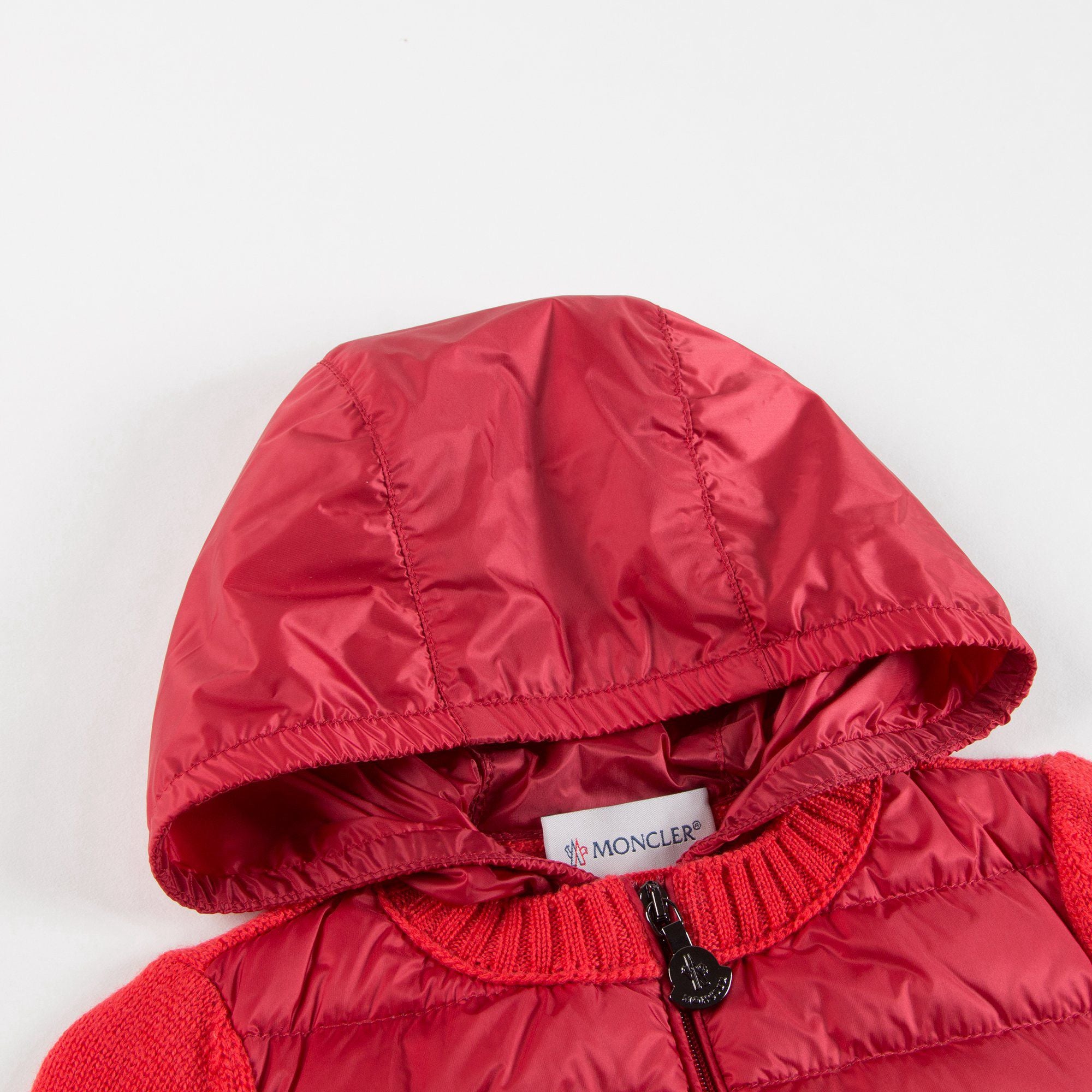 Girls Red Quilted Zip-up Top