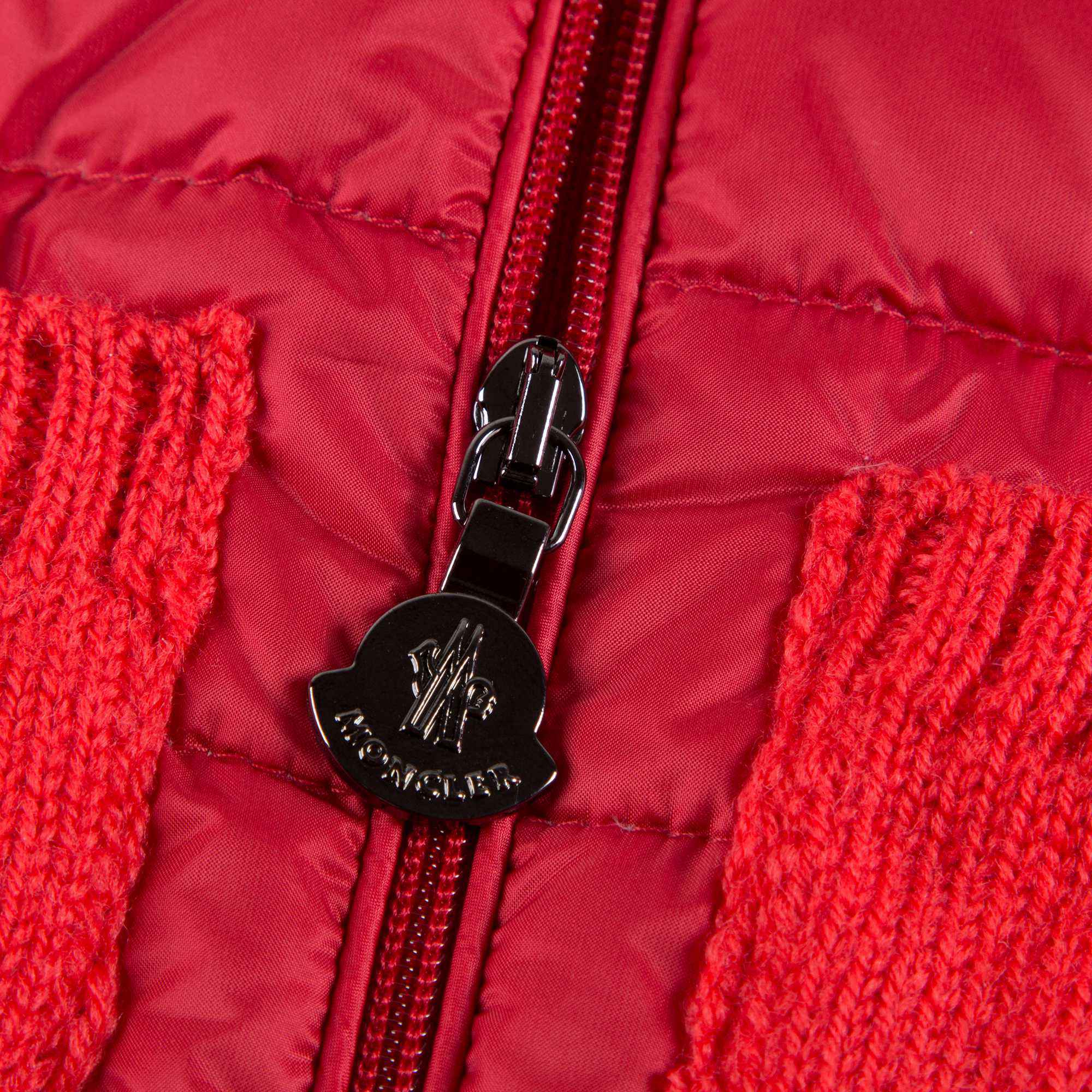 Girls Red Quilted Zip-up Top