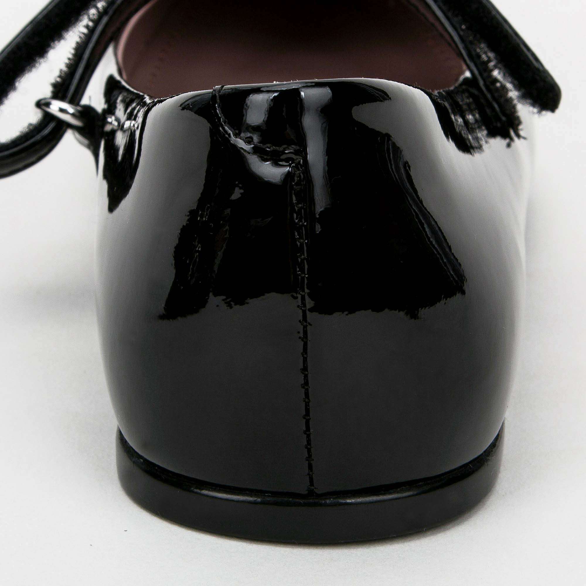 Girls Black Patent Leather Horsebit Shoes