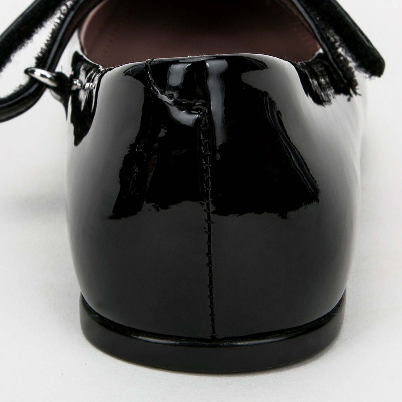Girls Black Patent Leather Horsebit Shoes