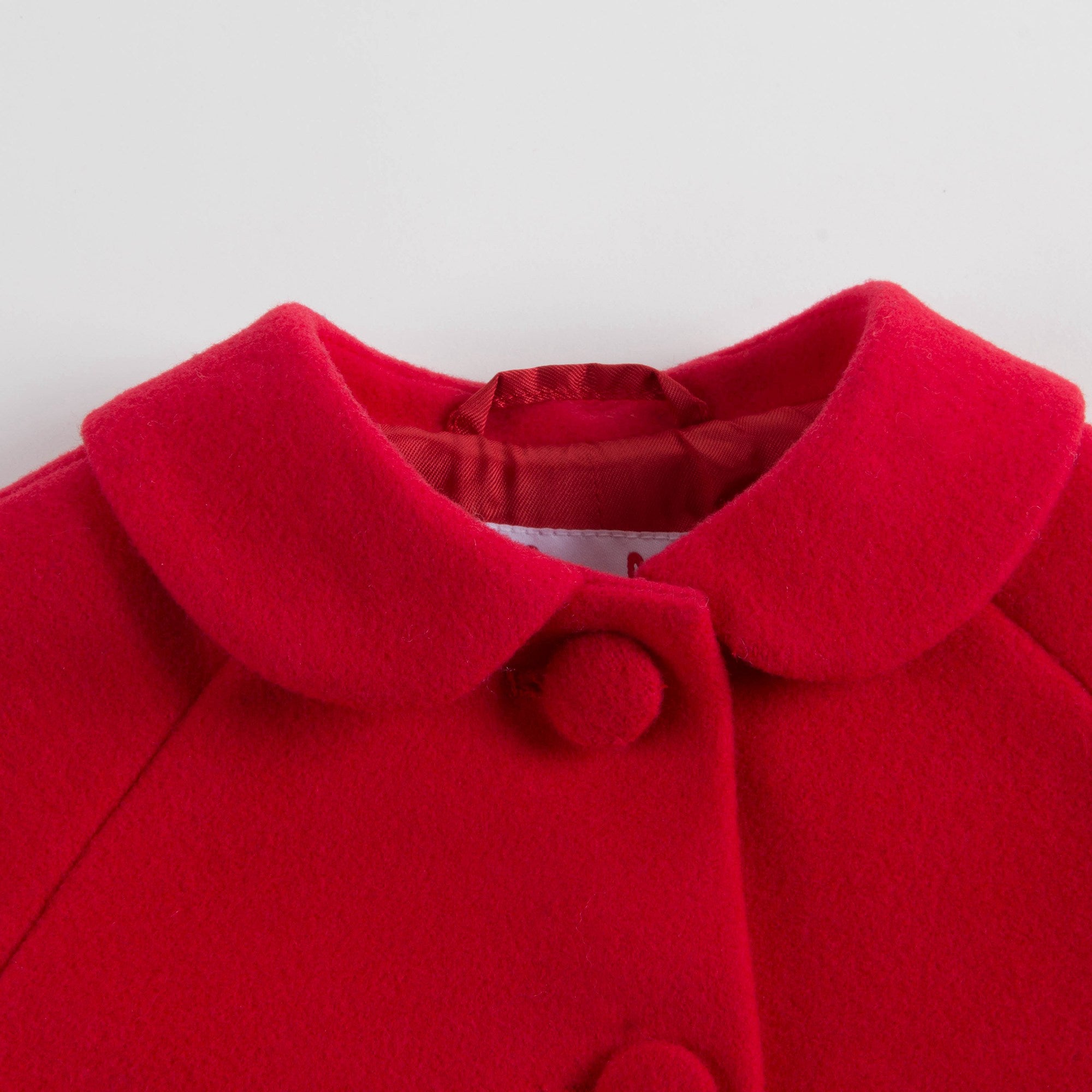 Girls Red Carnation Wool Coat