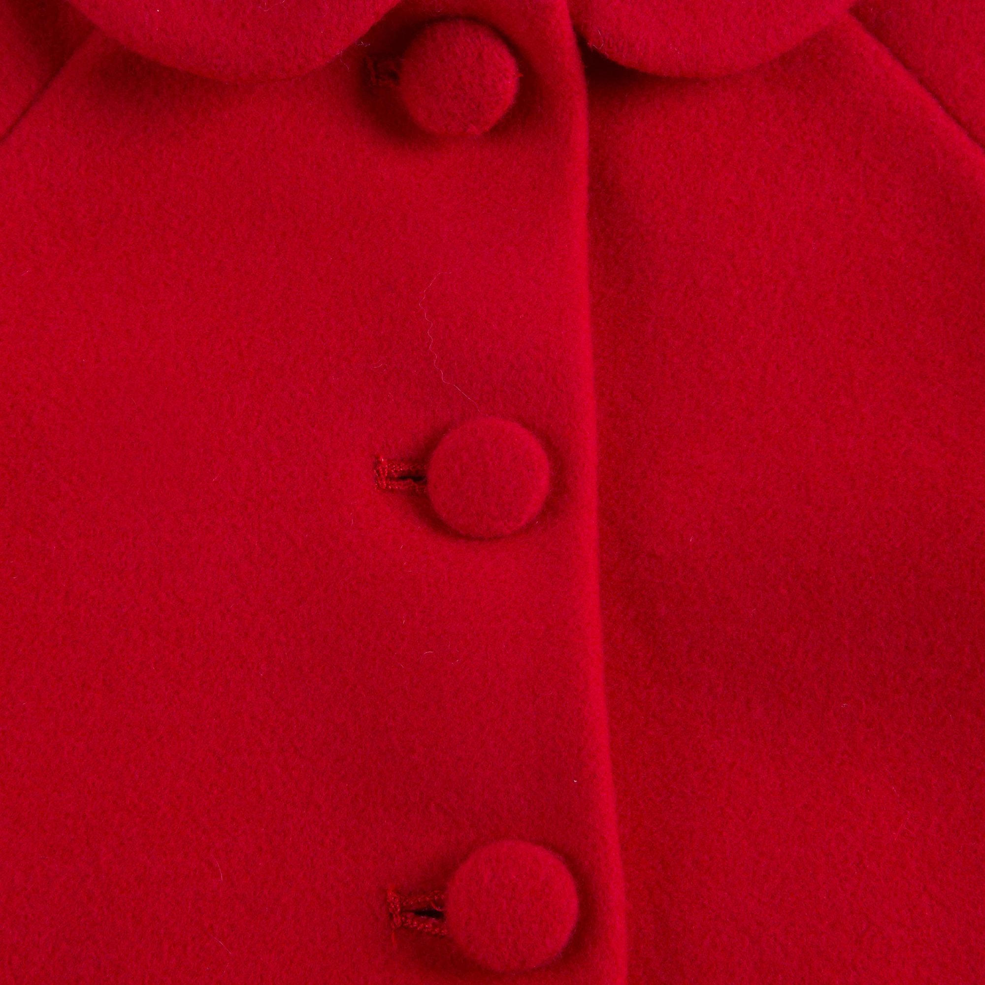 Girls Red Carnation Wool Coat