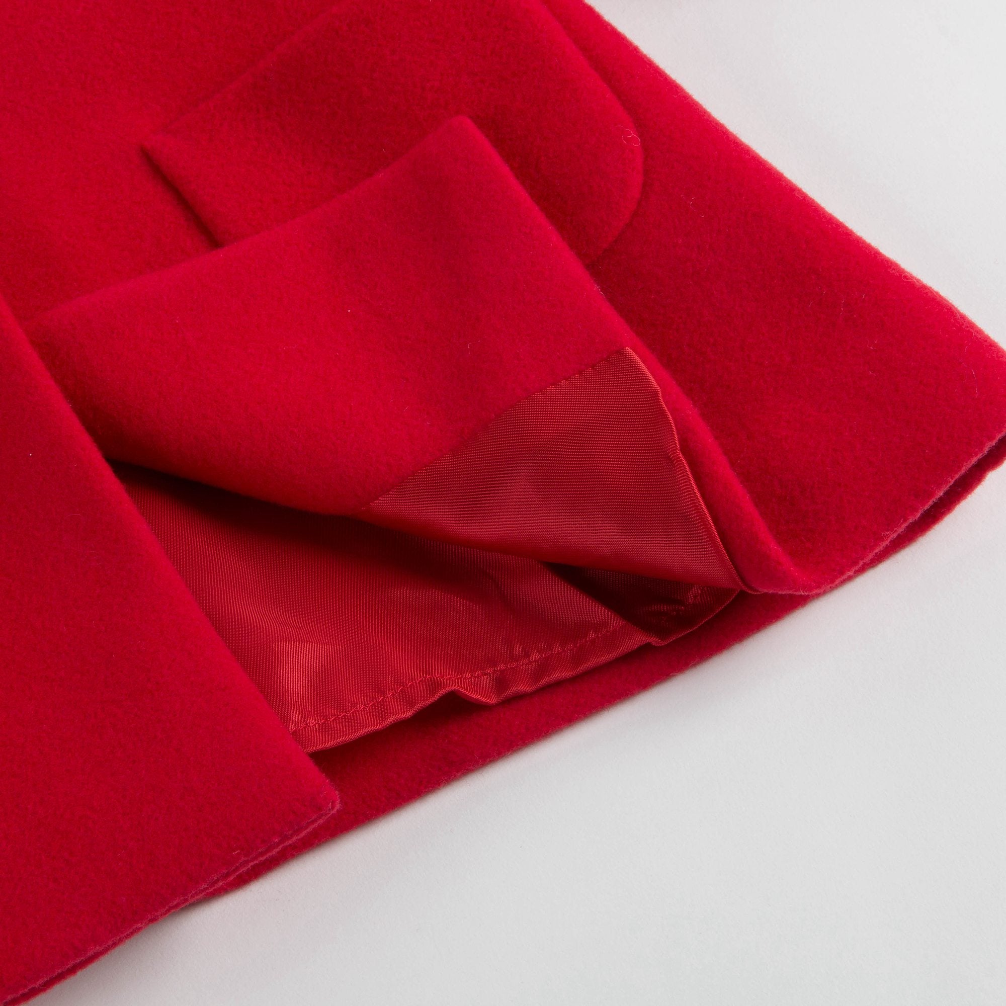 Girls Red Carnation Wool Coat