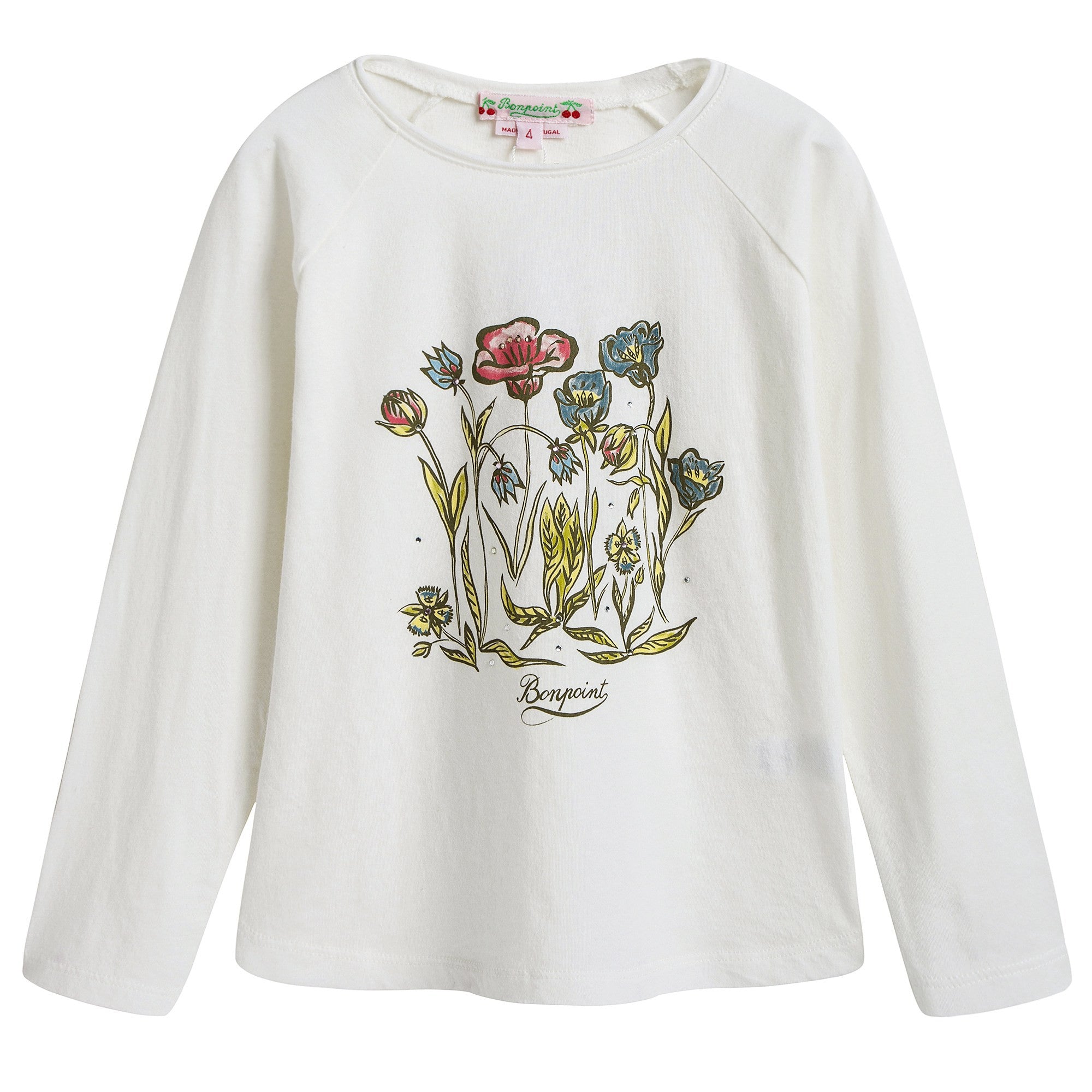 女大童白色纯棉印花长袖T恤T