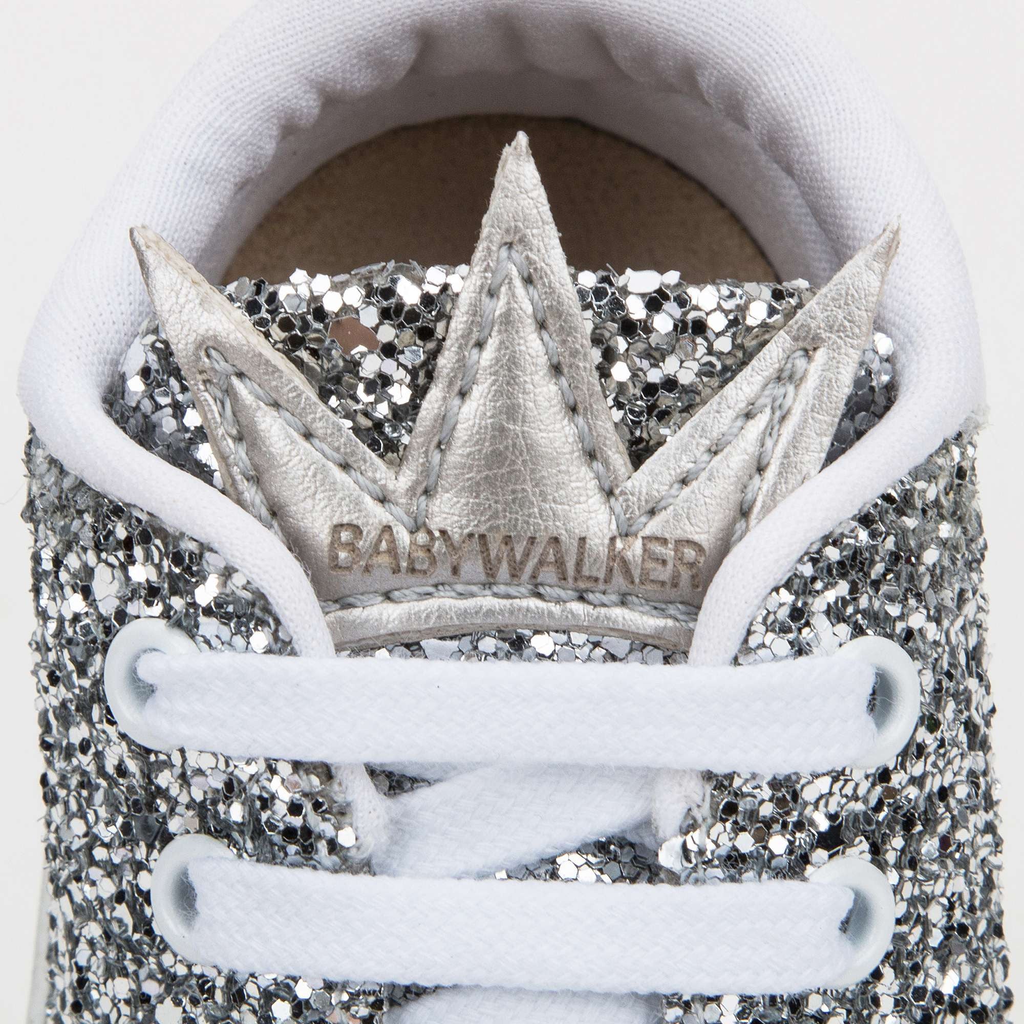 Girls Silver Mirror Leather Trainer