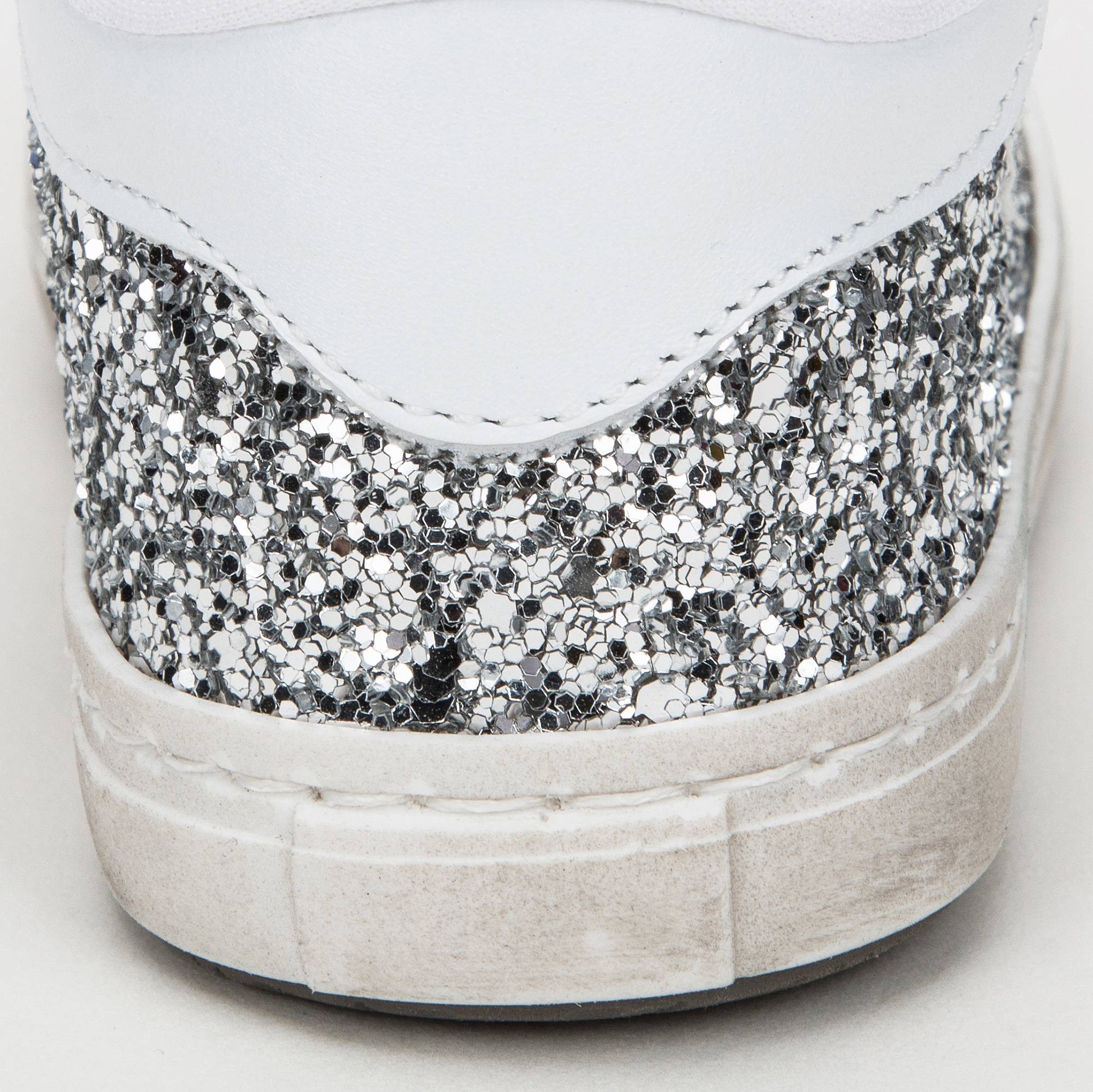 Girls Silver Mirror Leather Trainer