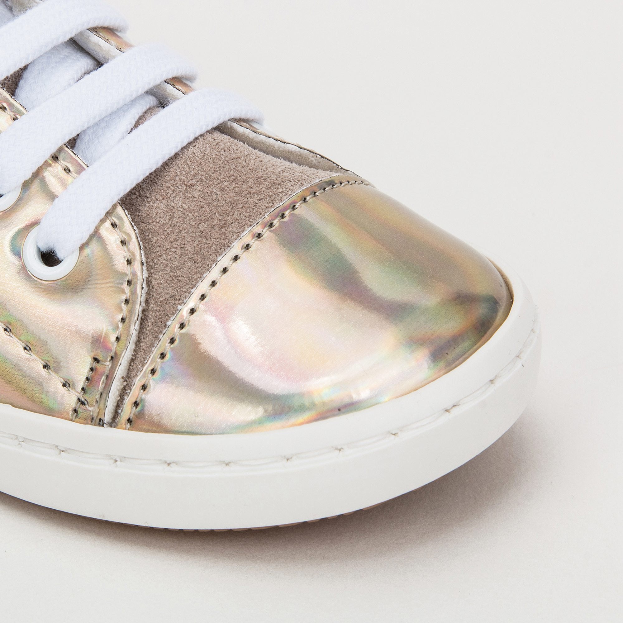 Girls Golden Mirror Leather Trainer