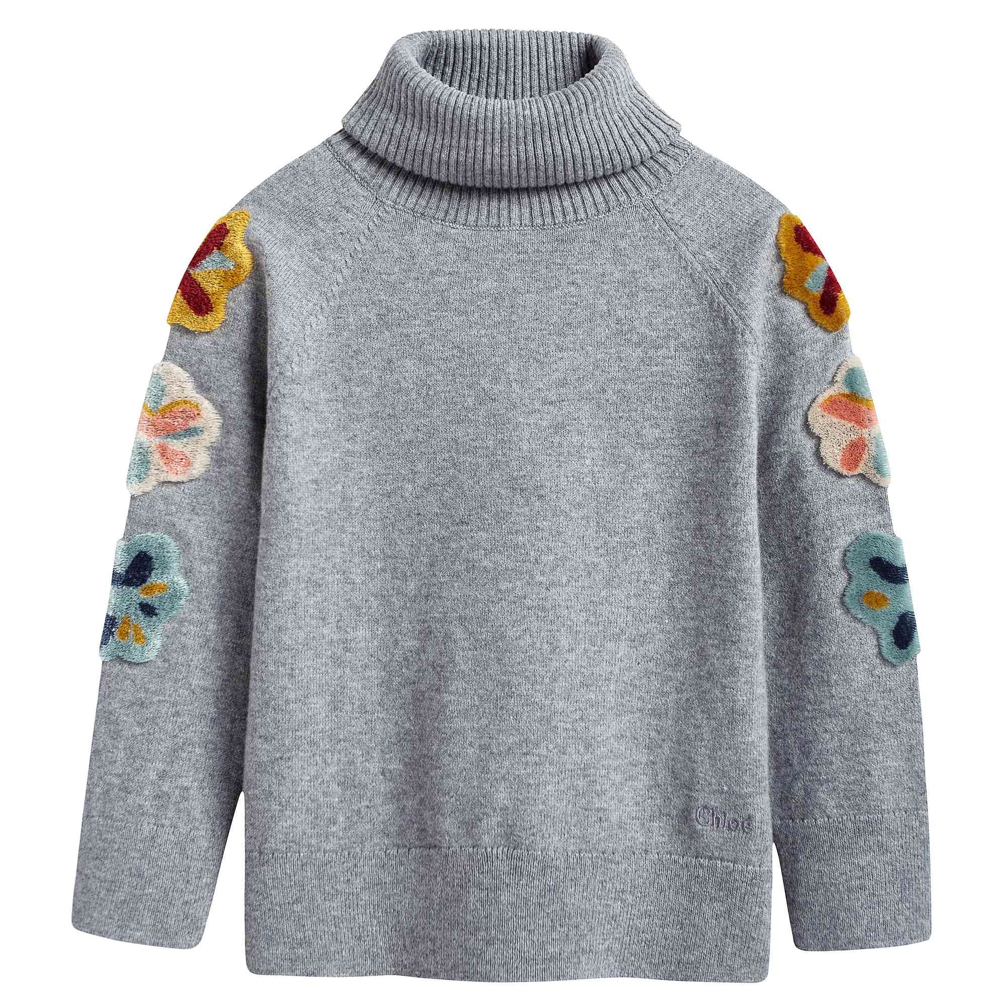 Girls Grey Polo Neck Sweater
