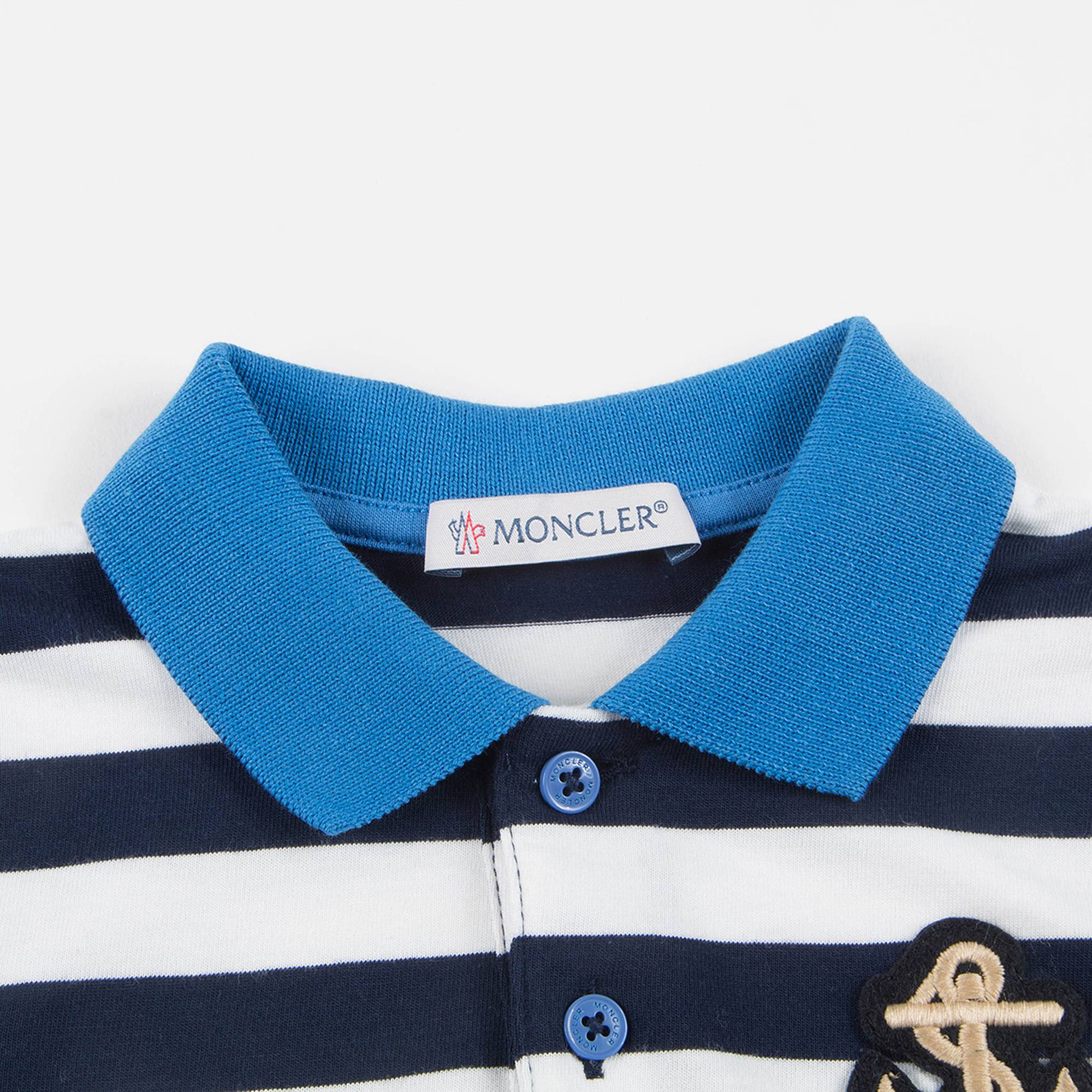 Baby Boys Blue & White Striped Babysuit