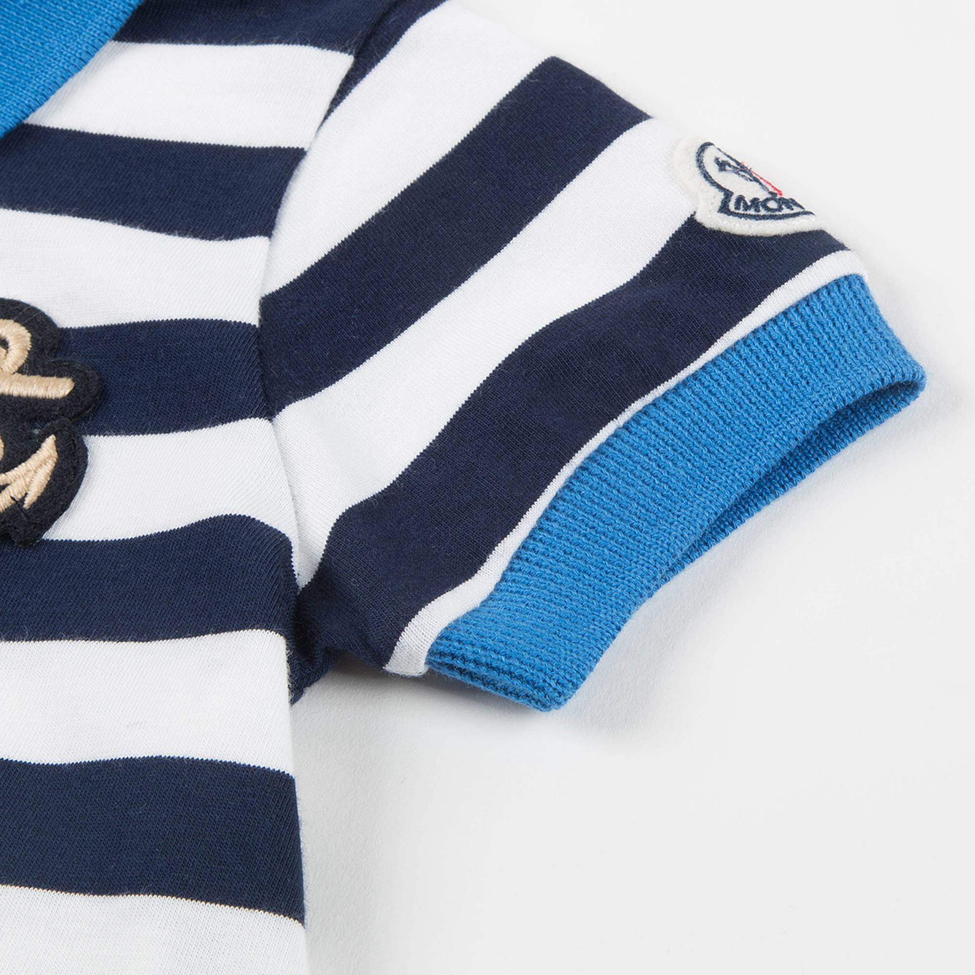 Baby Boys Blue & White Striped Babysuit