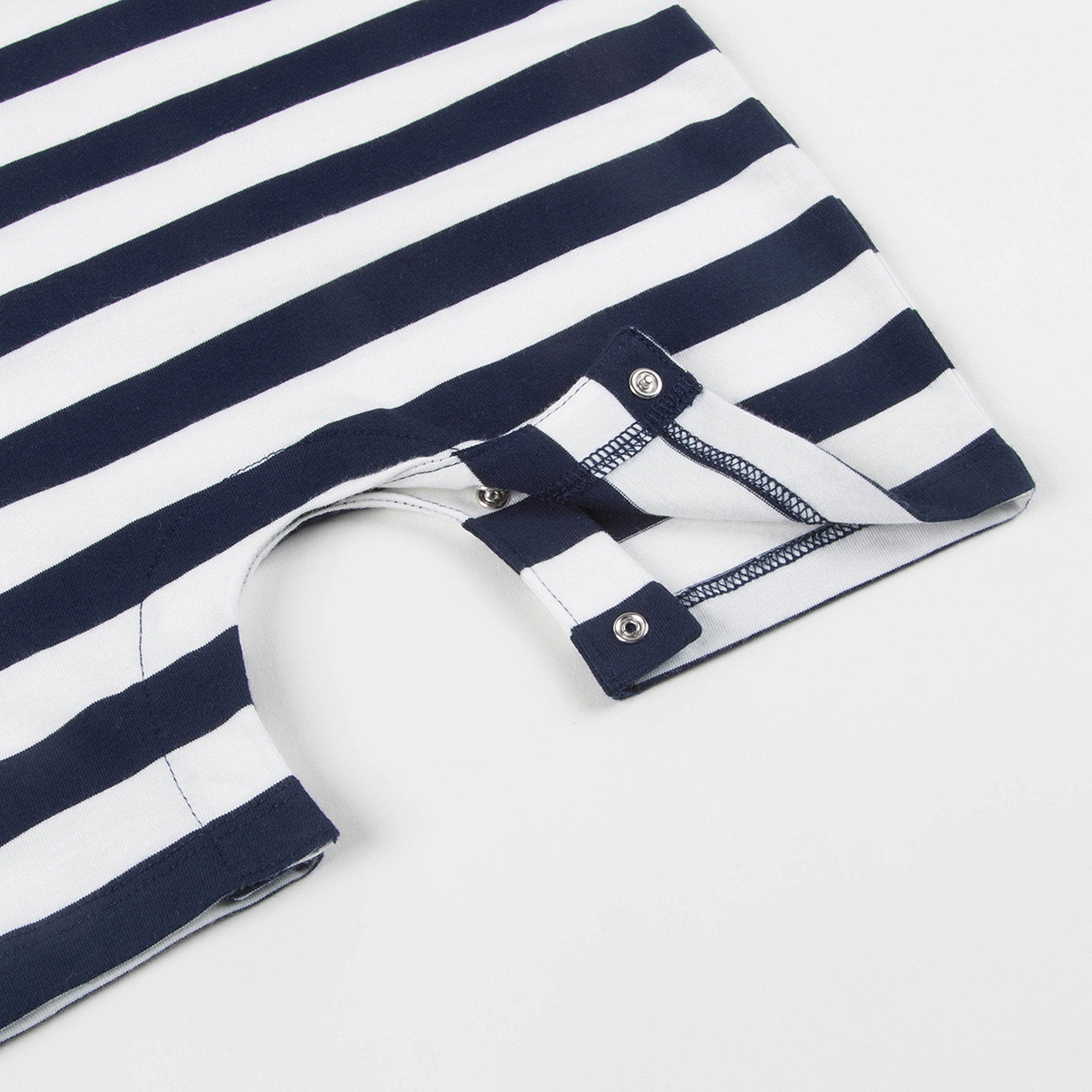 Baby Boys Blue & White Striped Babysuit