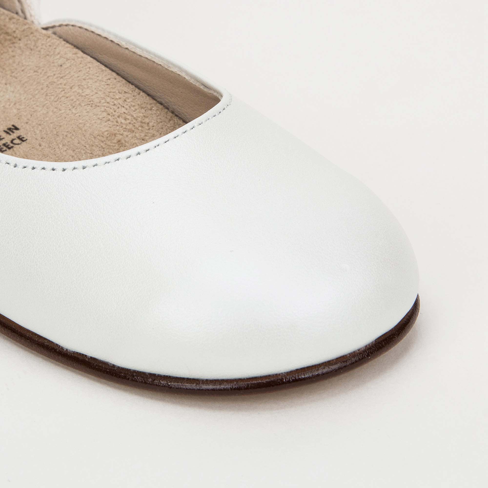 Girls Ivory Chiffon Flowers Embellished Heel Leather Ballerinas
