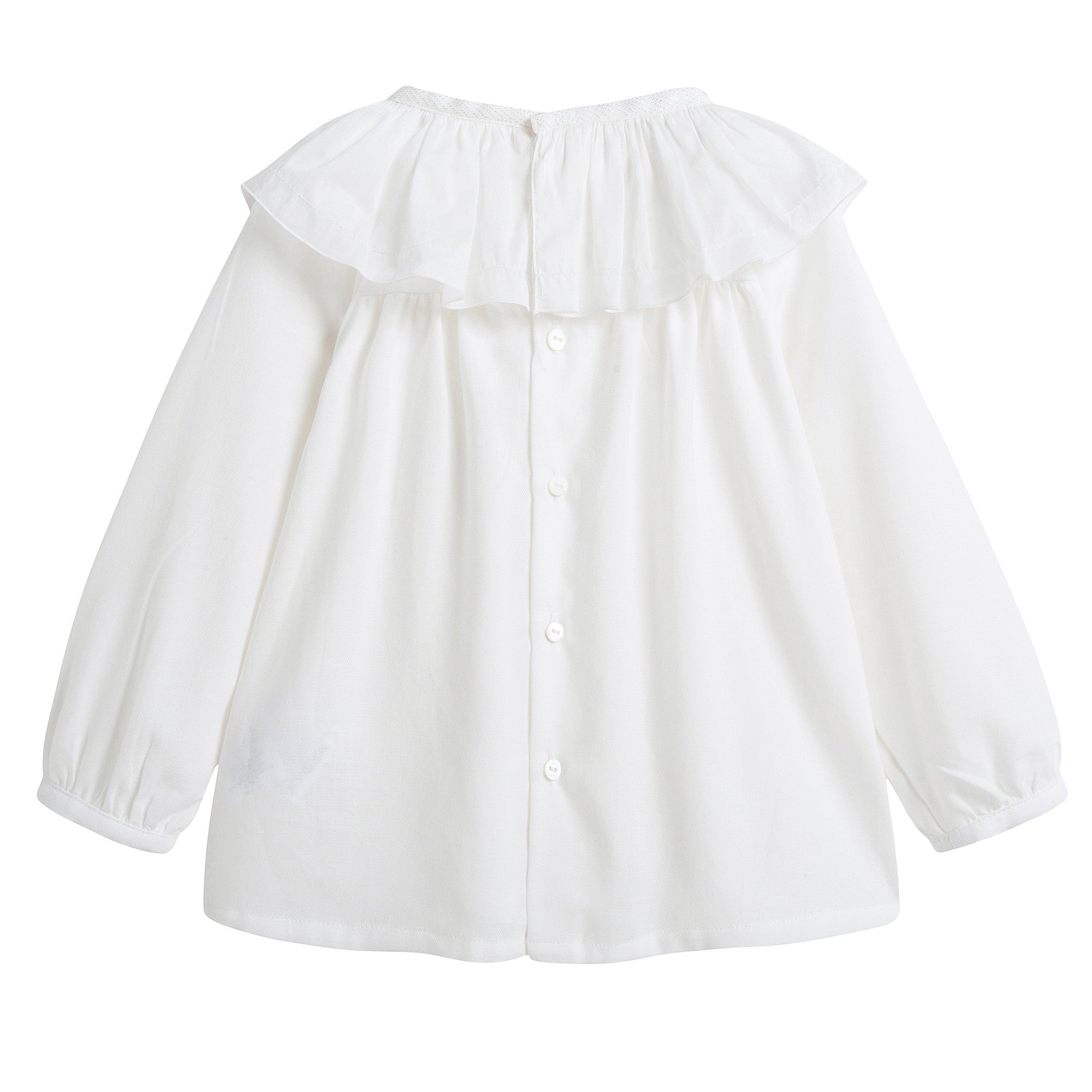 Baby Girls Ivory Cotton Blouse With Ruffle