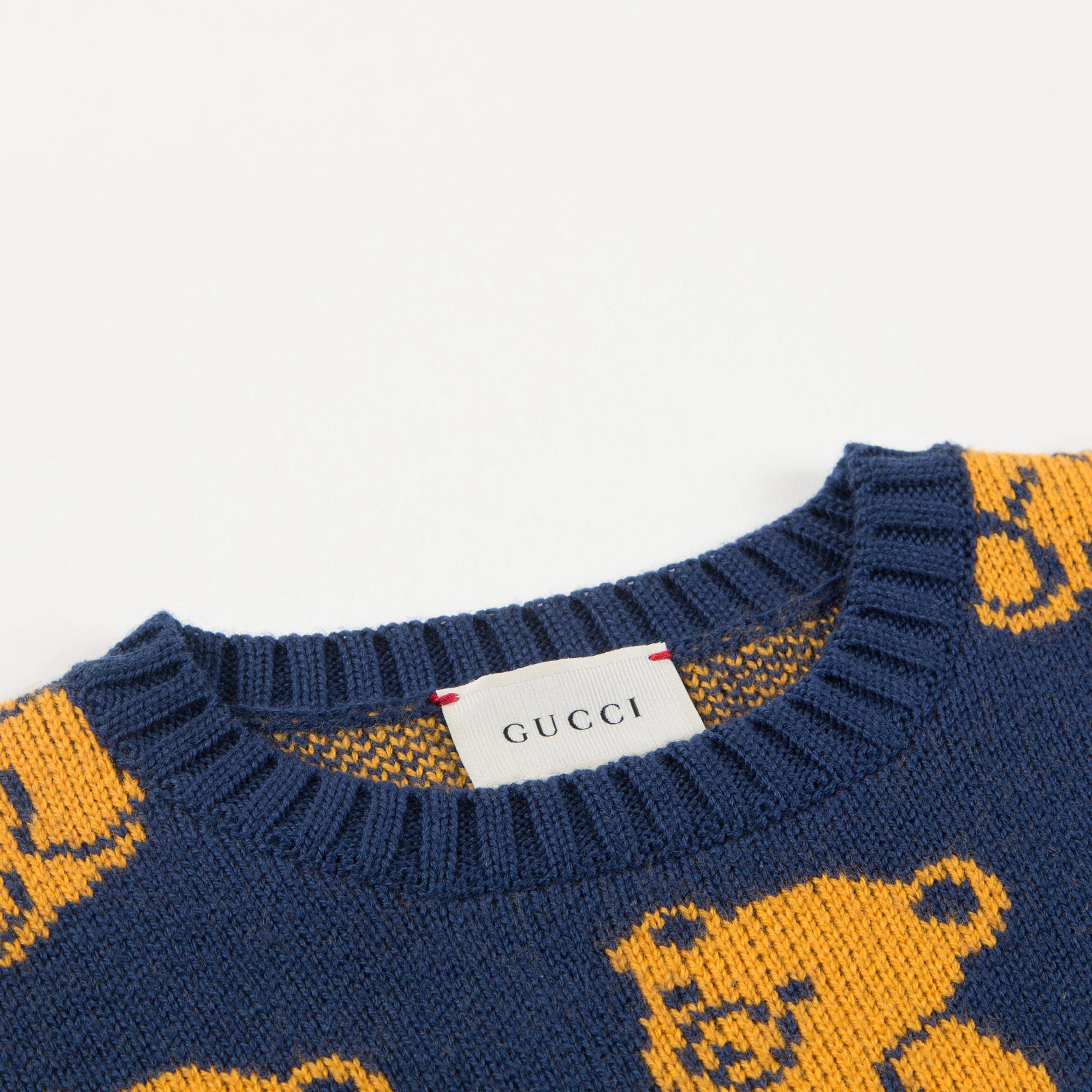 Boys Blue & Yellow Bear Wool  Sweaters