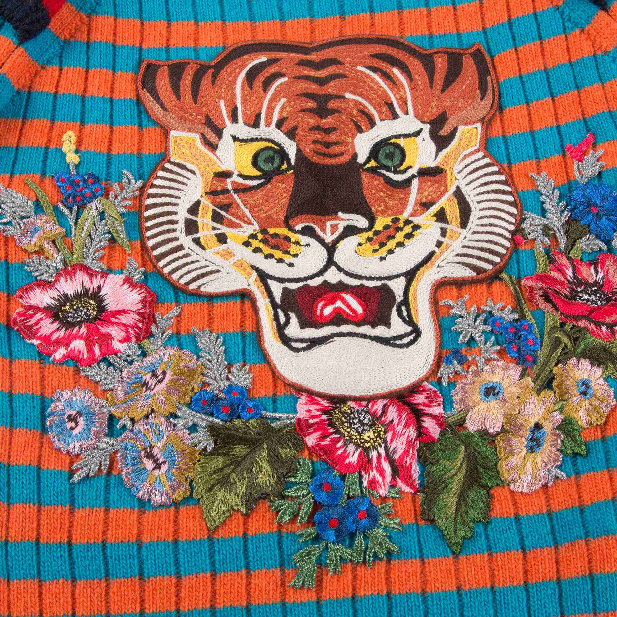 Girls Orange  Striped  Wool  Sweatshirt
