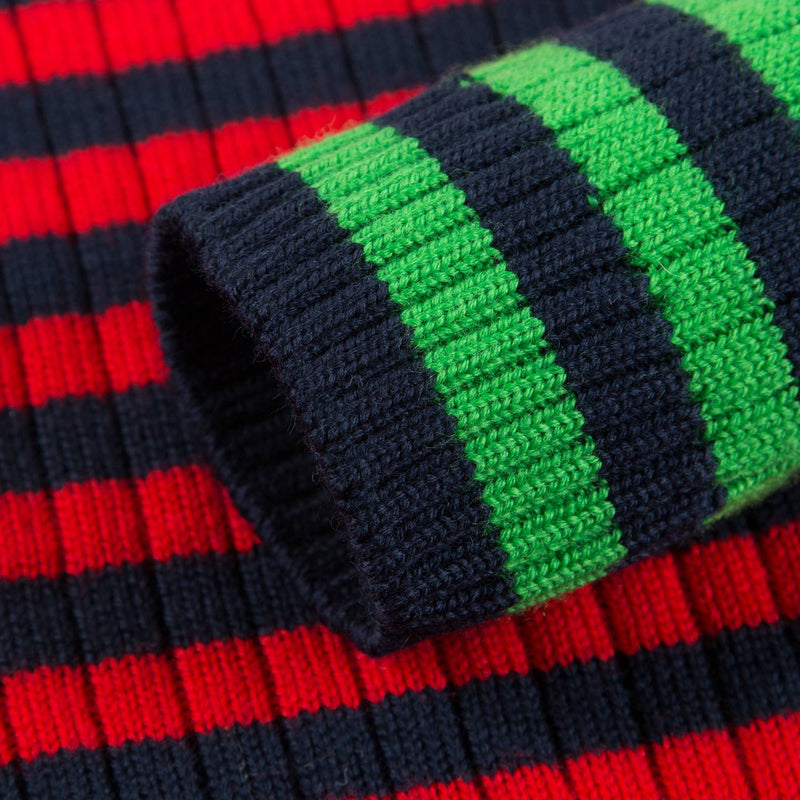 Girls Orange & Green Striped Wool Sweatshirt