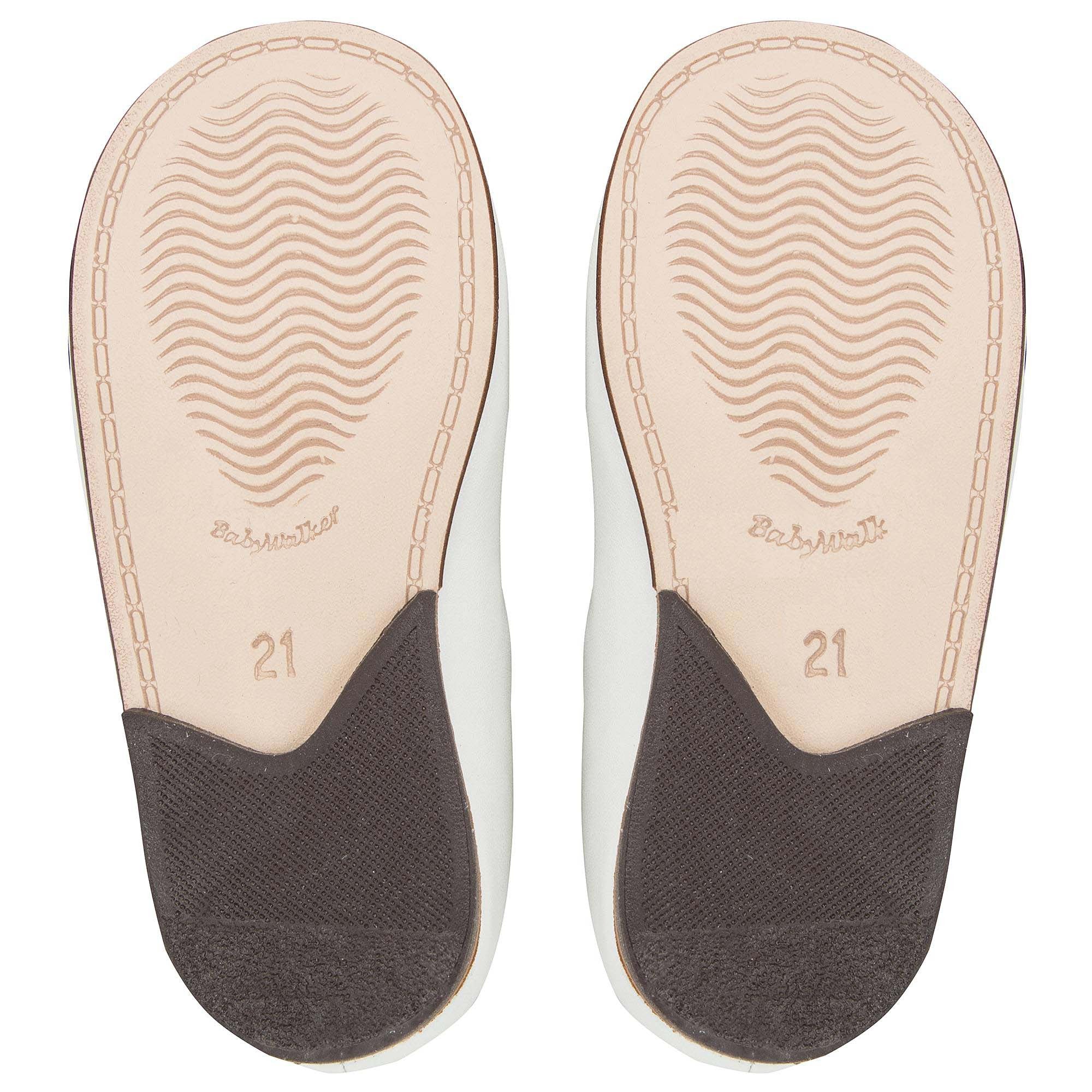 Baby Girls Ivory Leather Shoes With White Diamond Trims