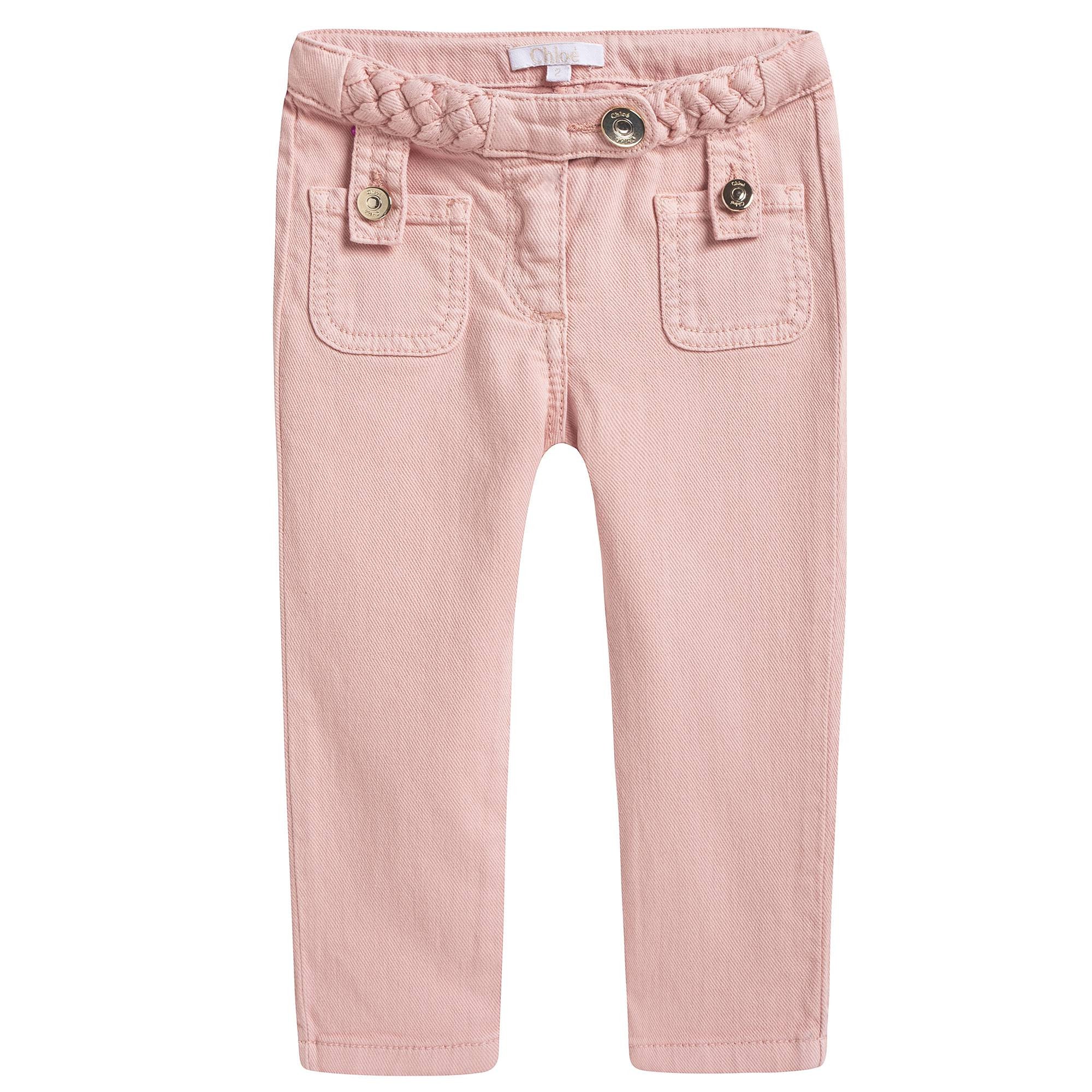 Girls Pink Braided Trousers