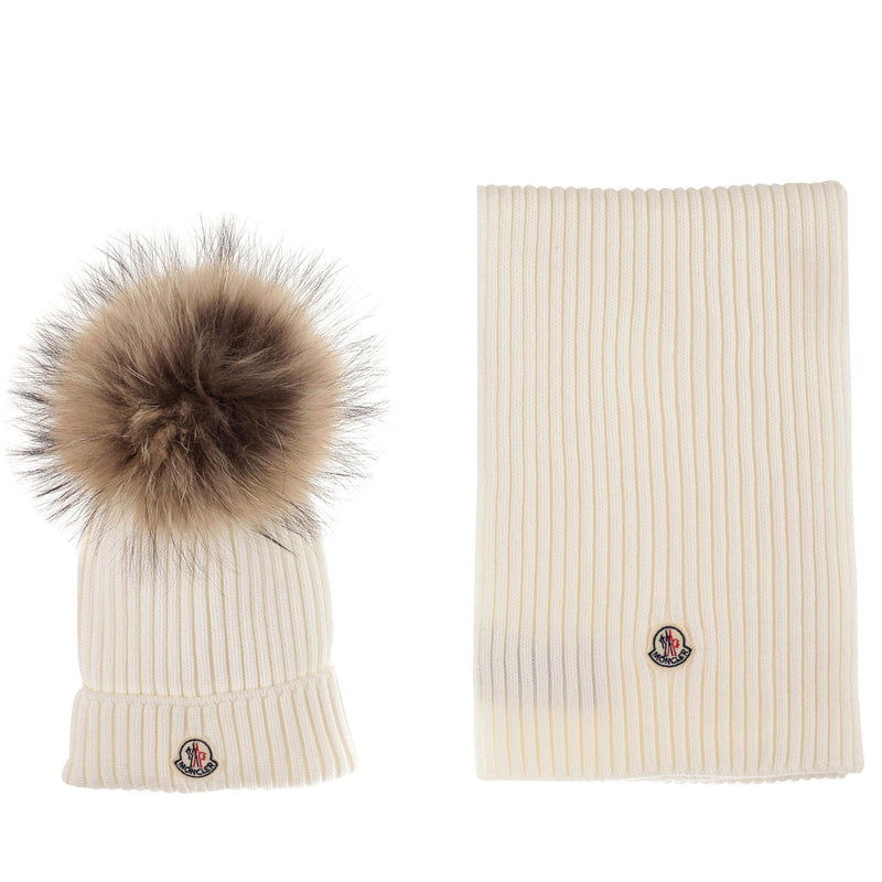 Boys & Girls White Plush Trims Knitted Hat & Scarf Sets - CÉMAROSE | Children's Fashion Store