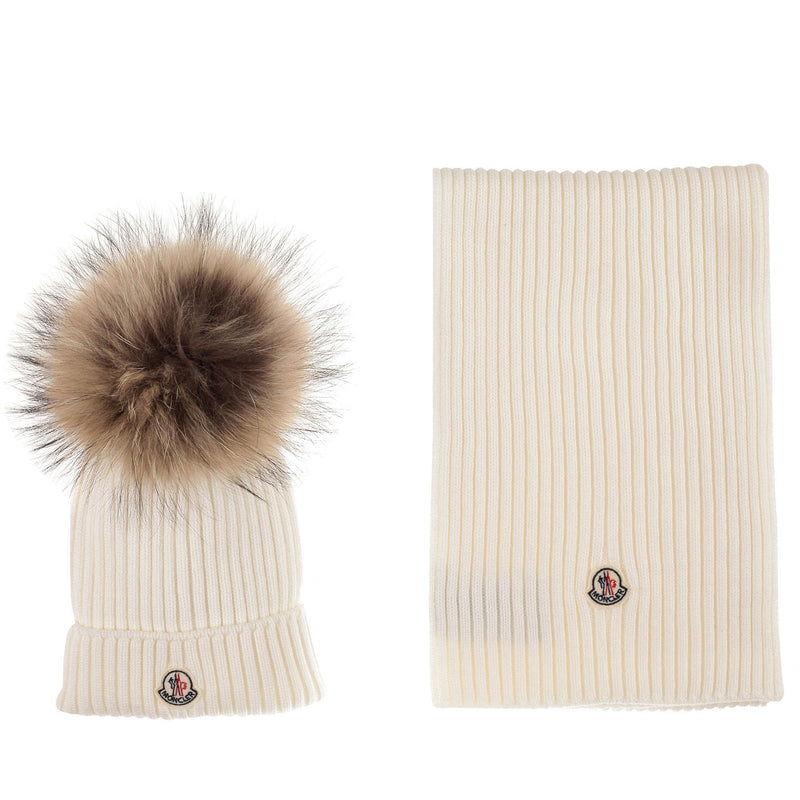 Boys & Girls White Plush Trims Knitted Hat & Scarf Sets - CÉMAROSE | Children's Fashion Store