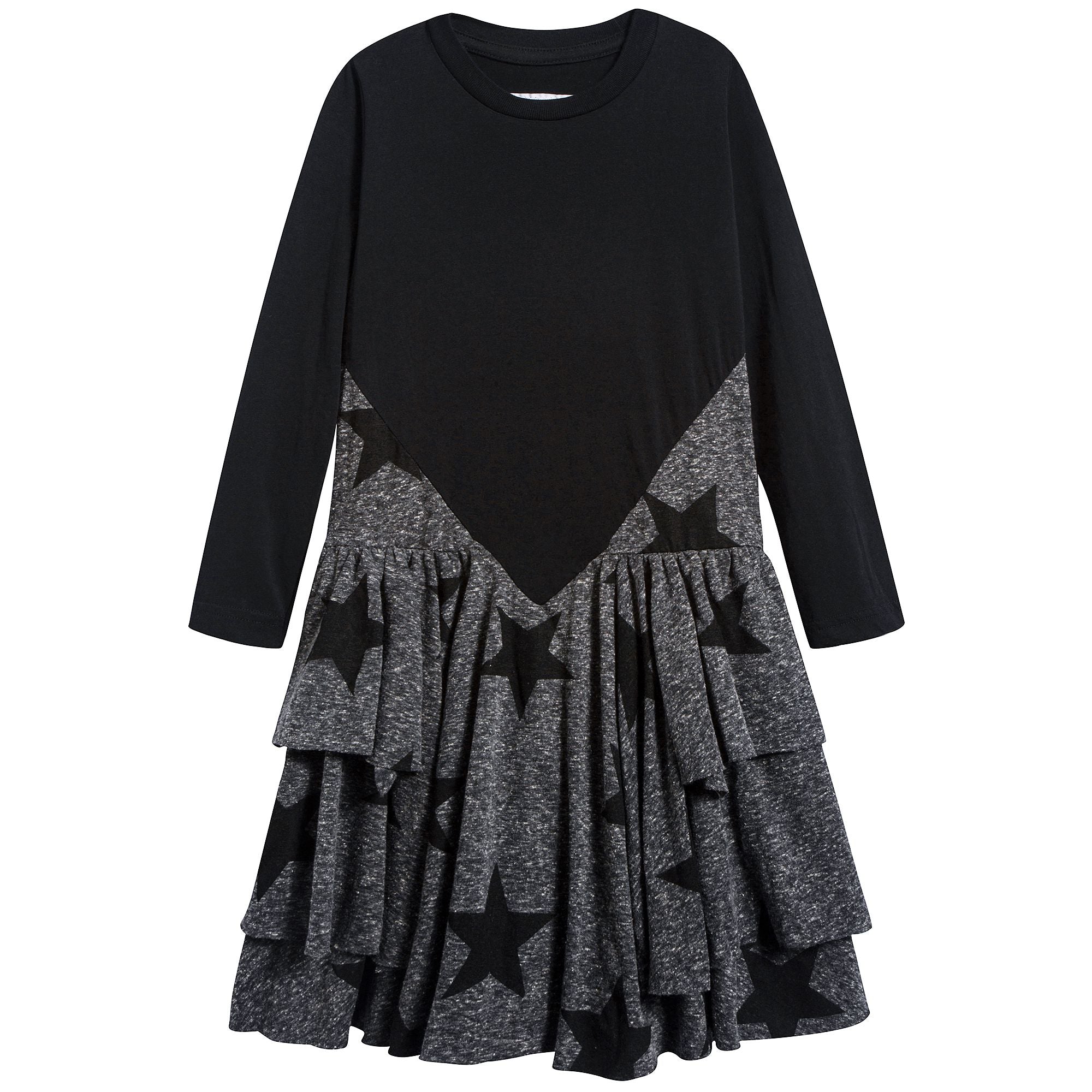 Girls Black & Charcoal Star Dress