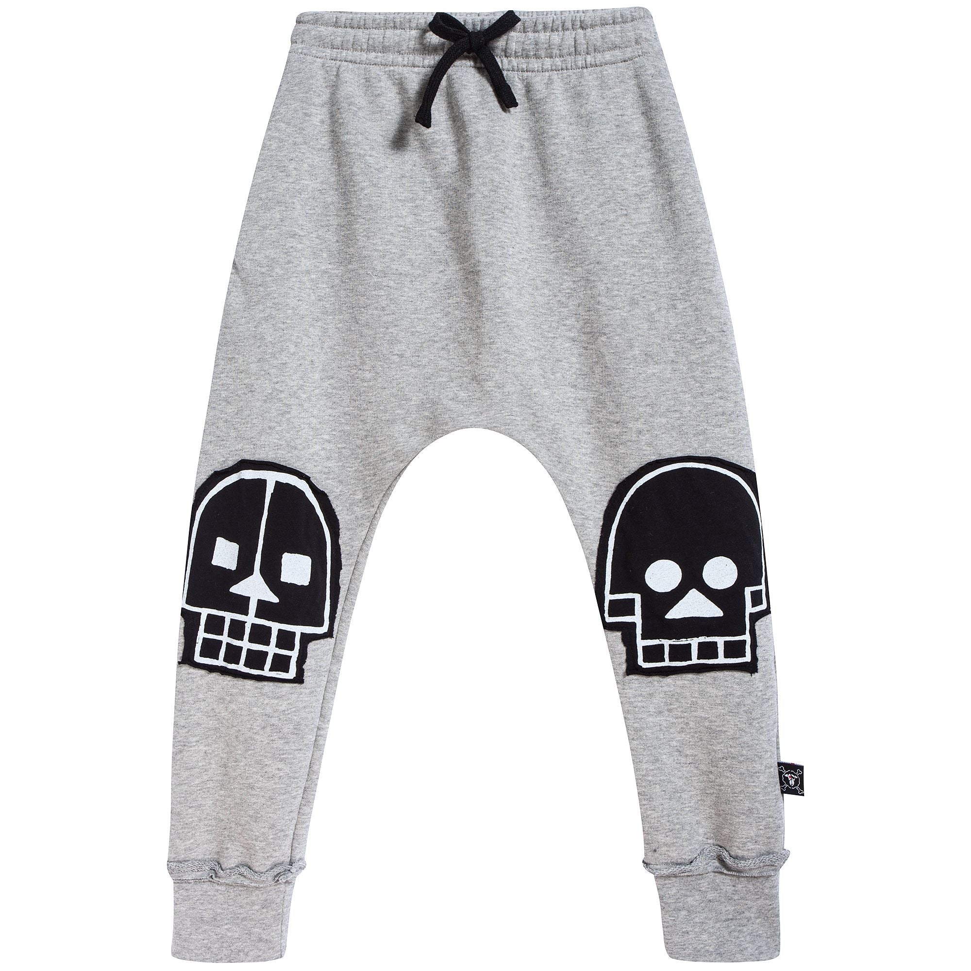 Boys Heather Grey Cotton Skull Trousers