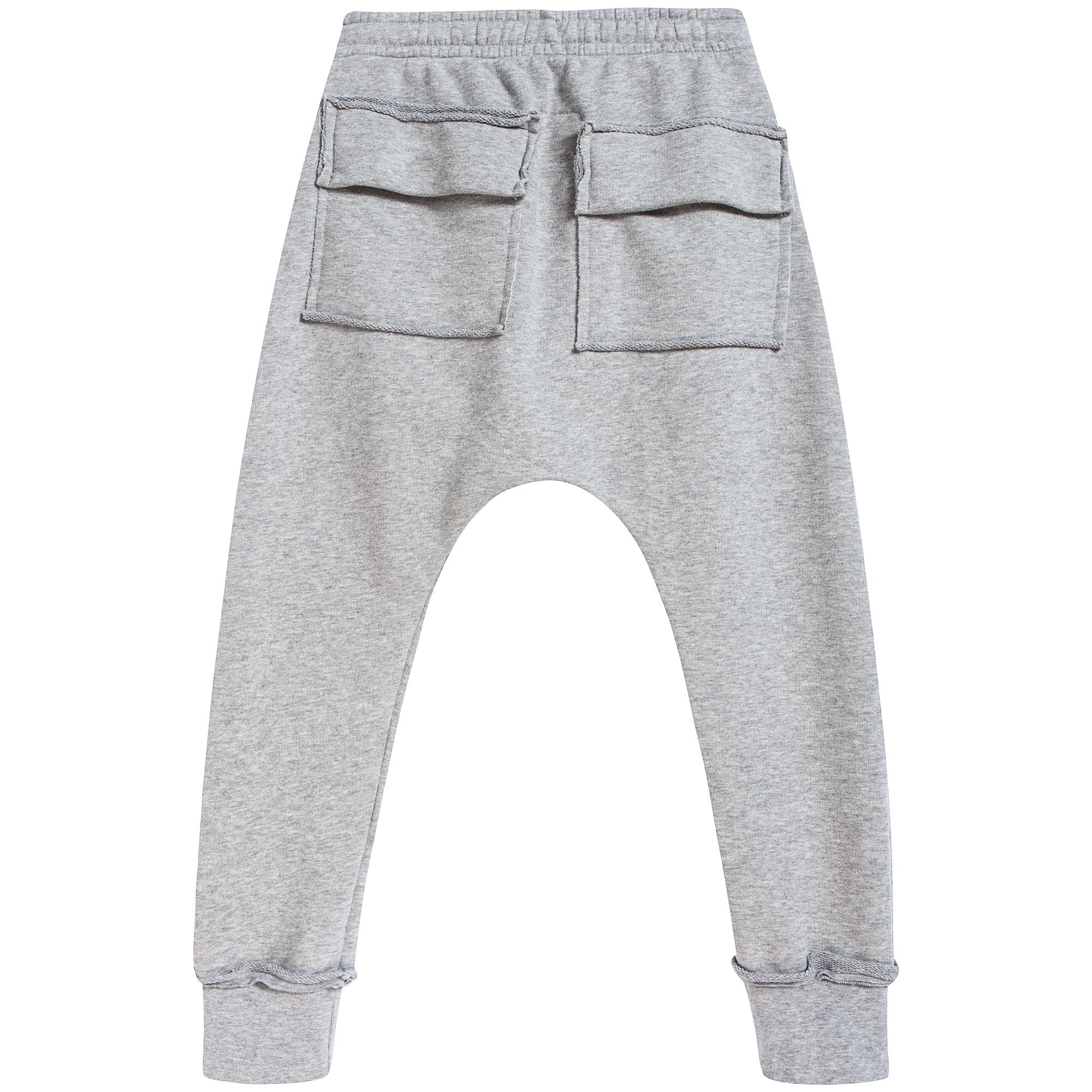 Boys Heather Grey Cotton Skull Trousers