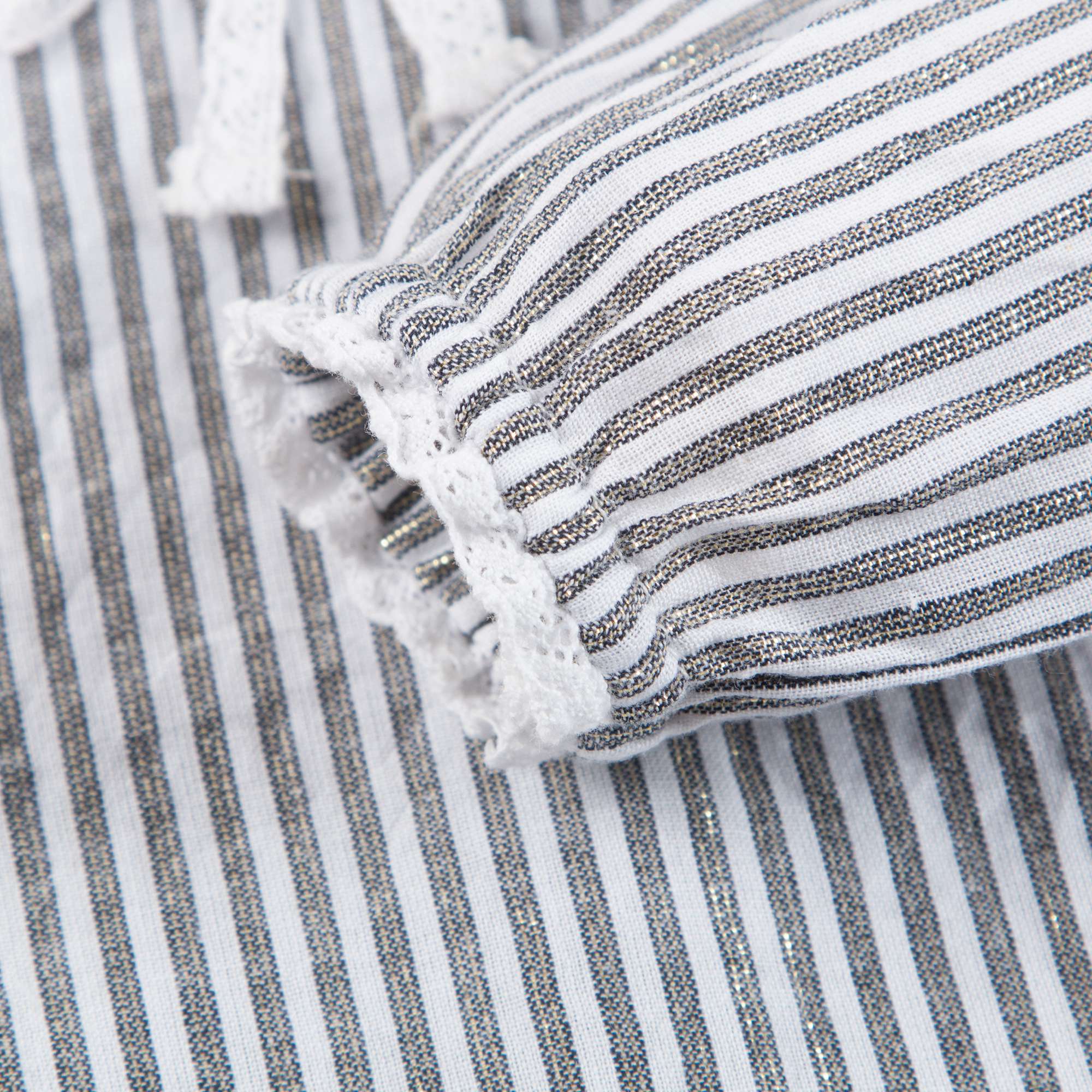 Baby Grey & off white Stripes Gold  Cotton Shirts