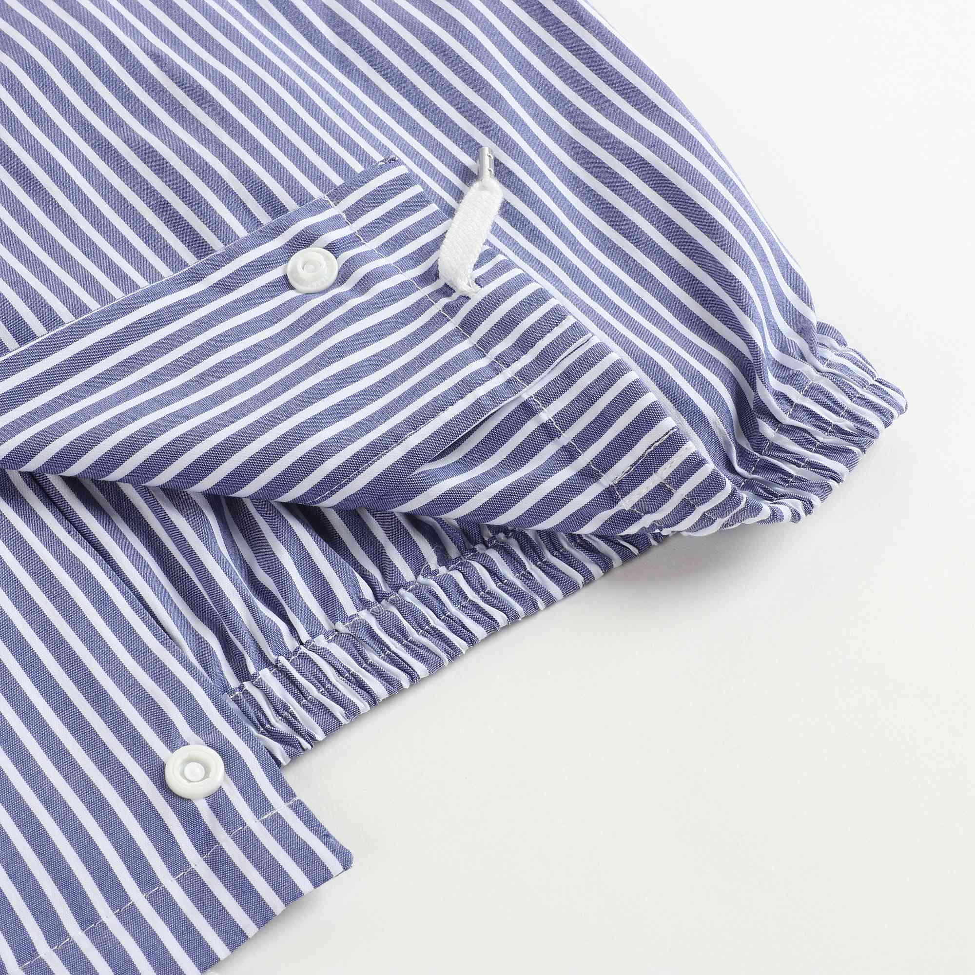 Girls Blue Striped Cotton Shirt