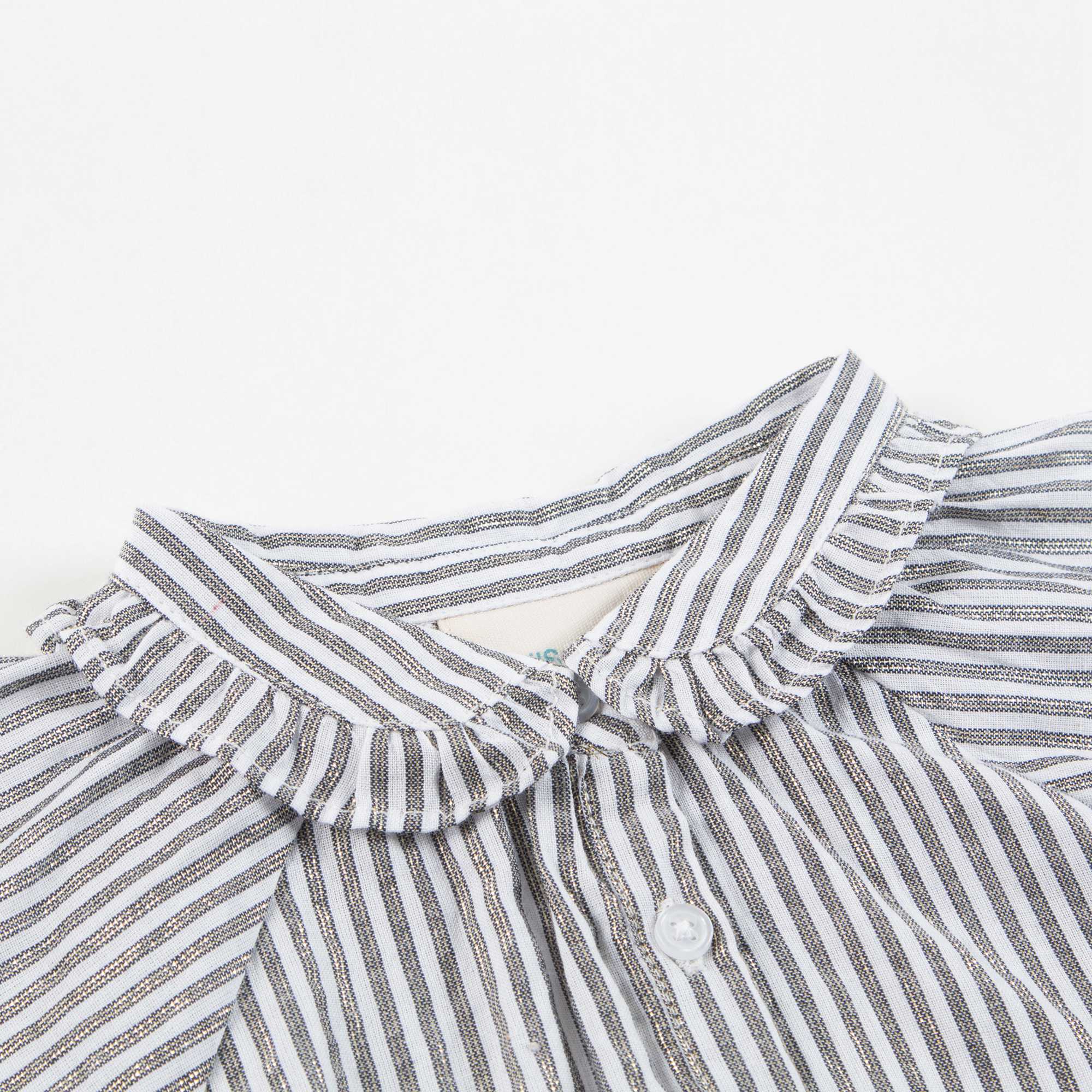 Girls Grey Stripes Cotton Shirt