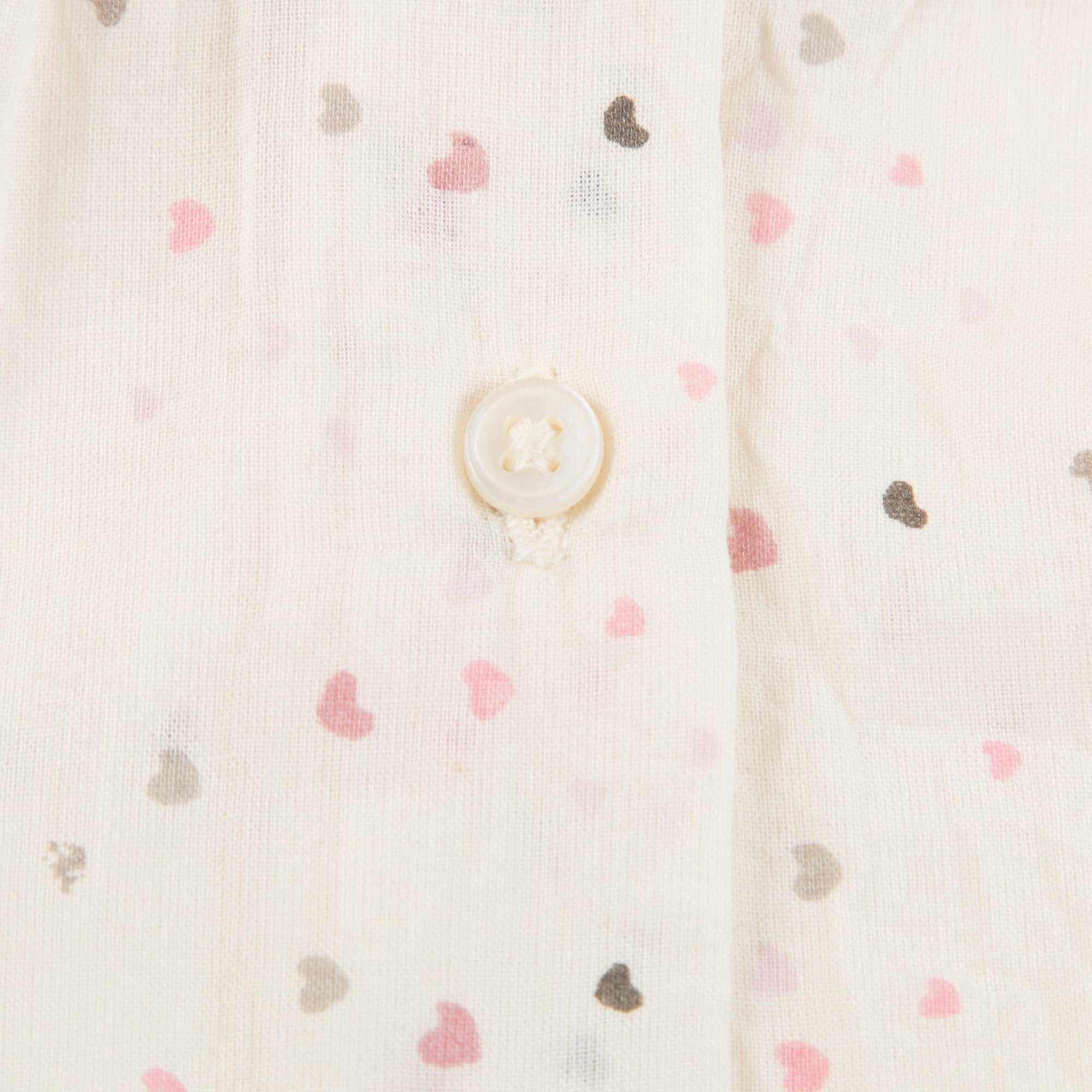 Girls Cream Heart  Cotton Bluose