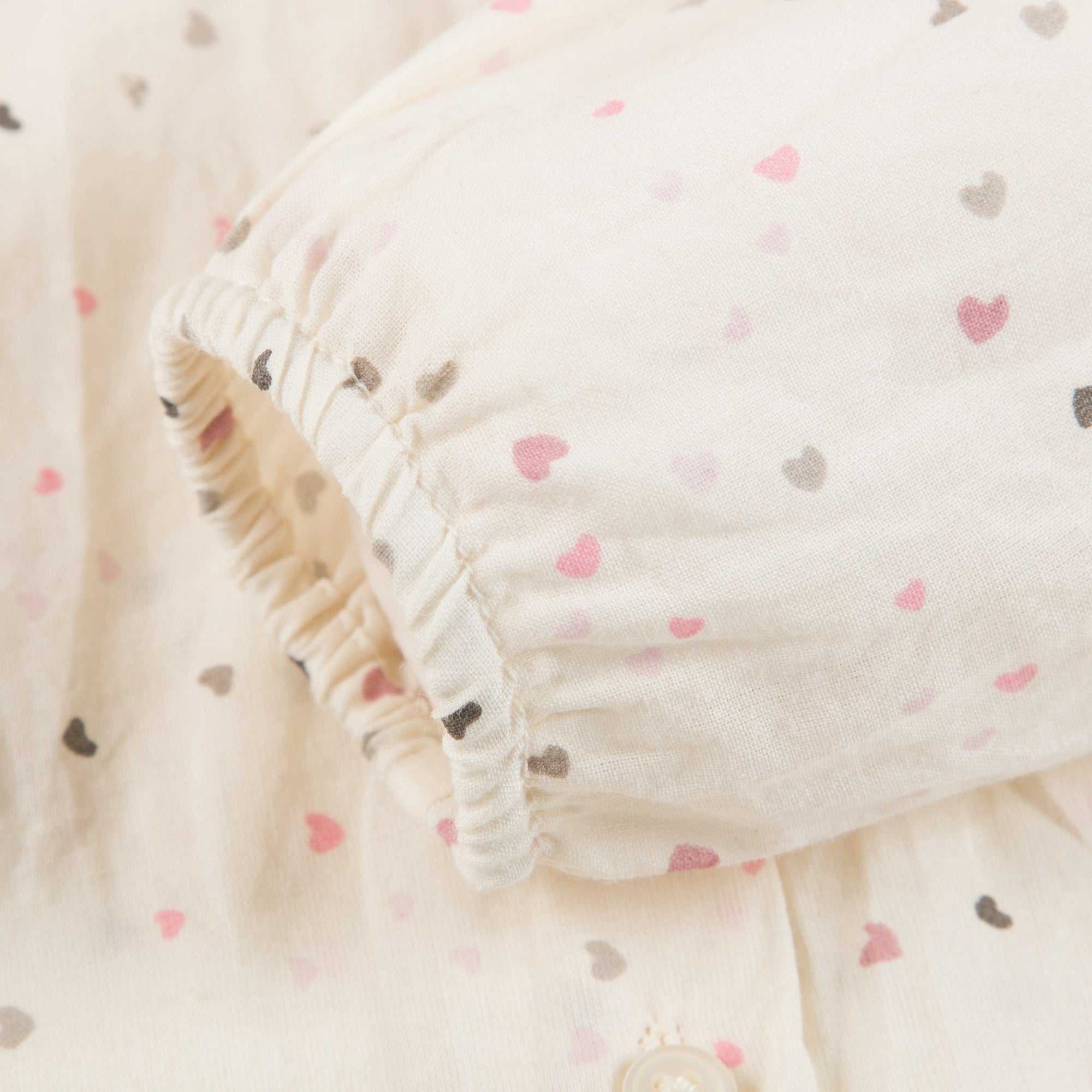 Girls Cream Heart  Cotton Bluose
