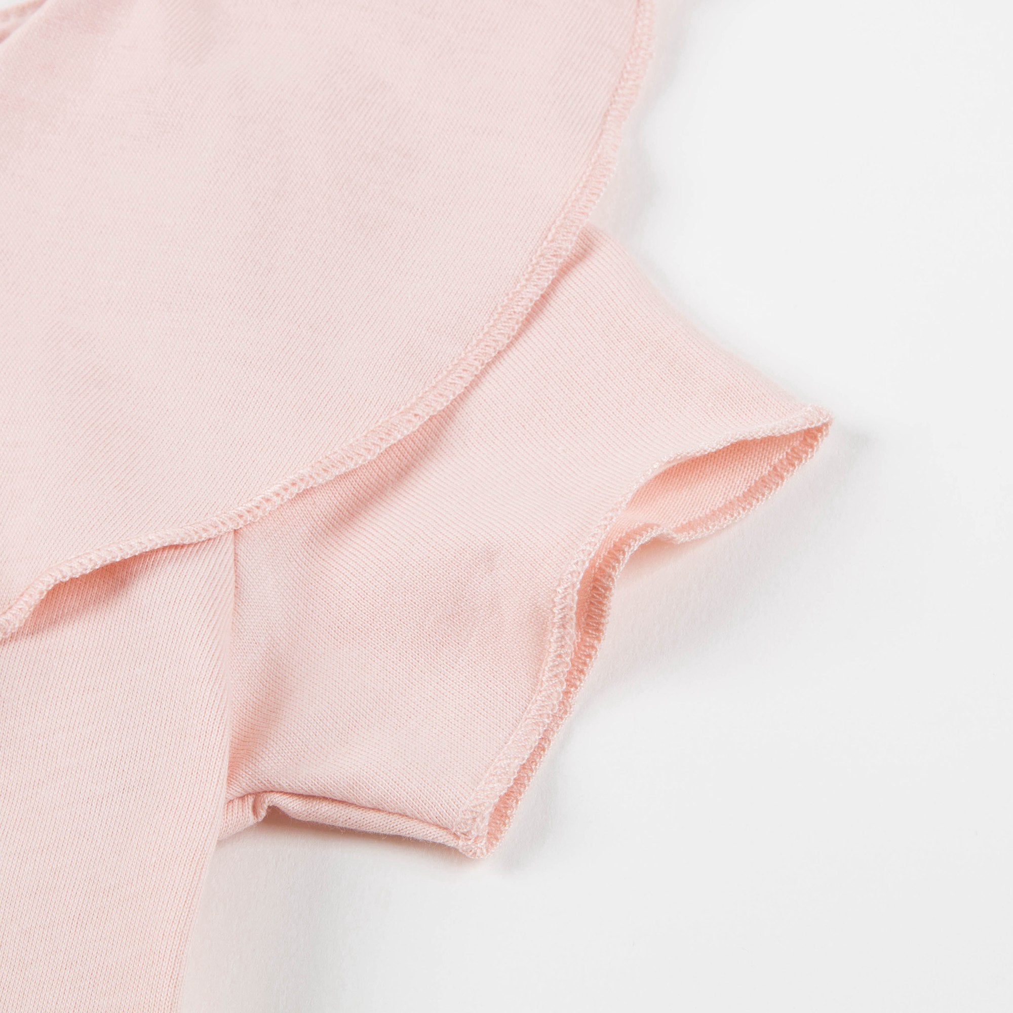Girls Pink Ruffle Collar Organic Pima Cotton T-shirt