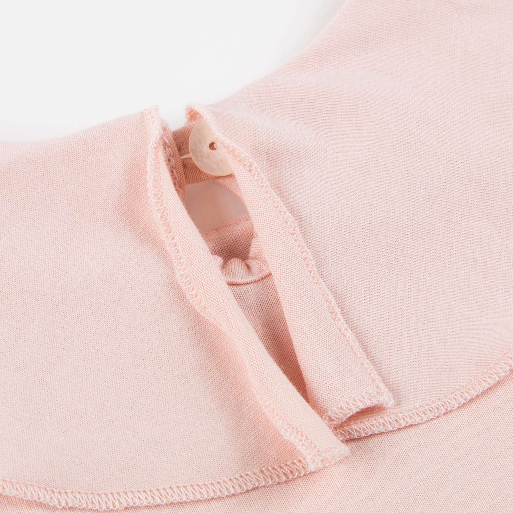 Girls Pink Ruffle Collar Organic Pima Cotton T-shirt