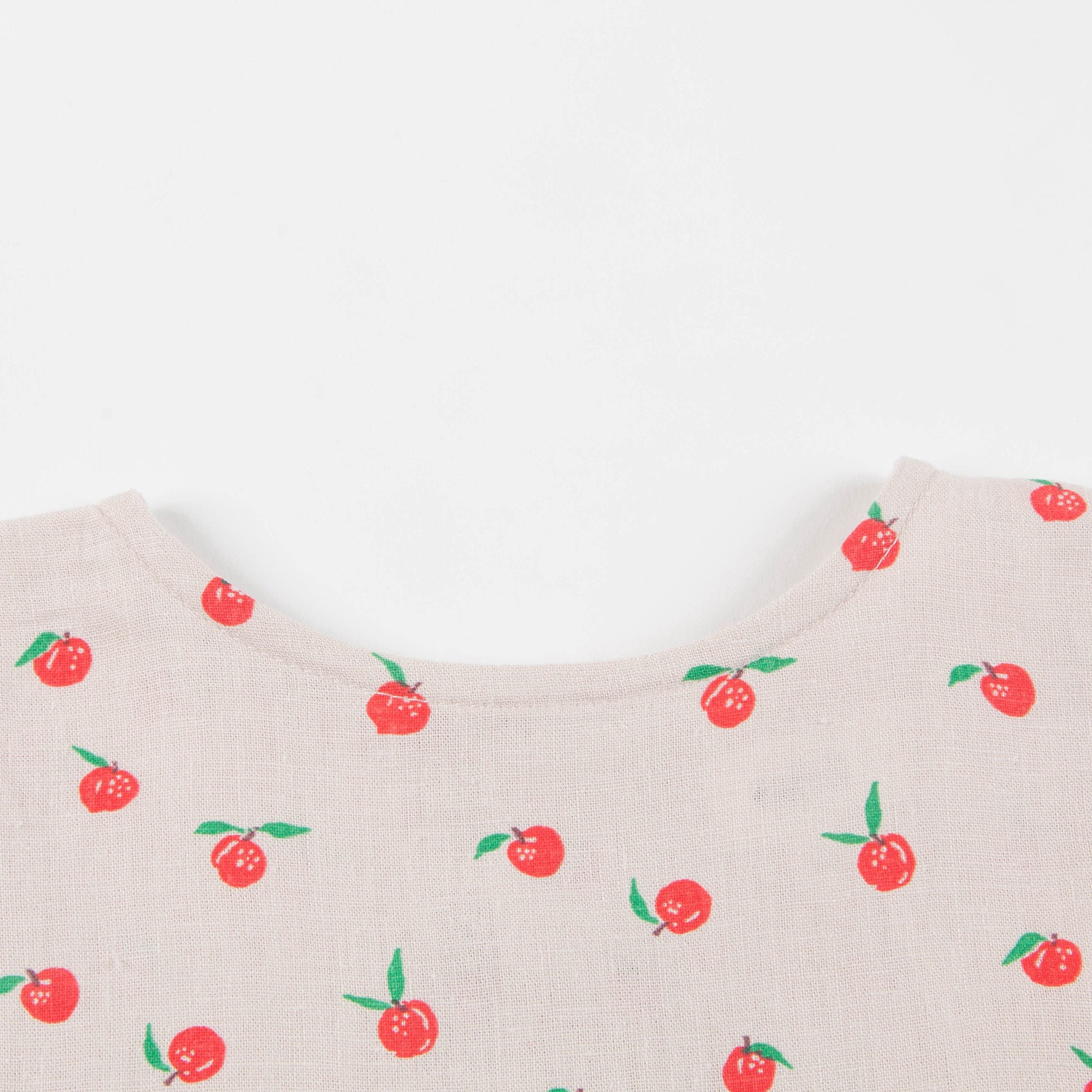 Girls Beige & Peaches Linen Dress
