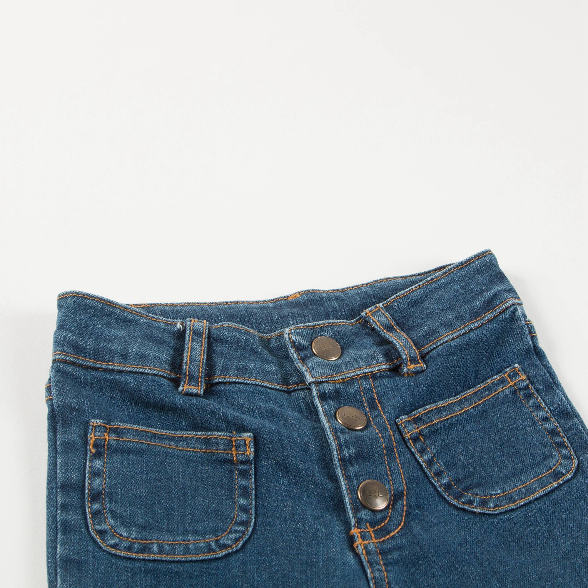 Girls Blue Denim Cotton Trousers