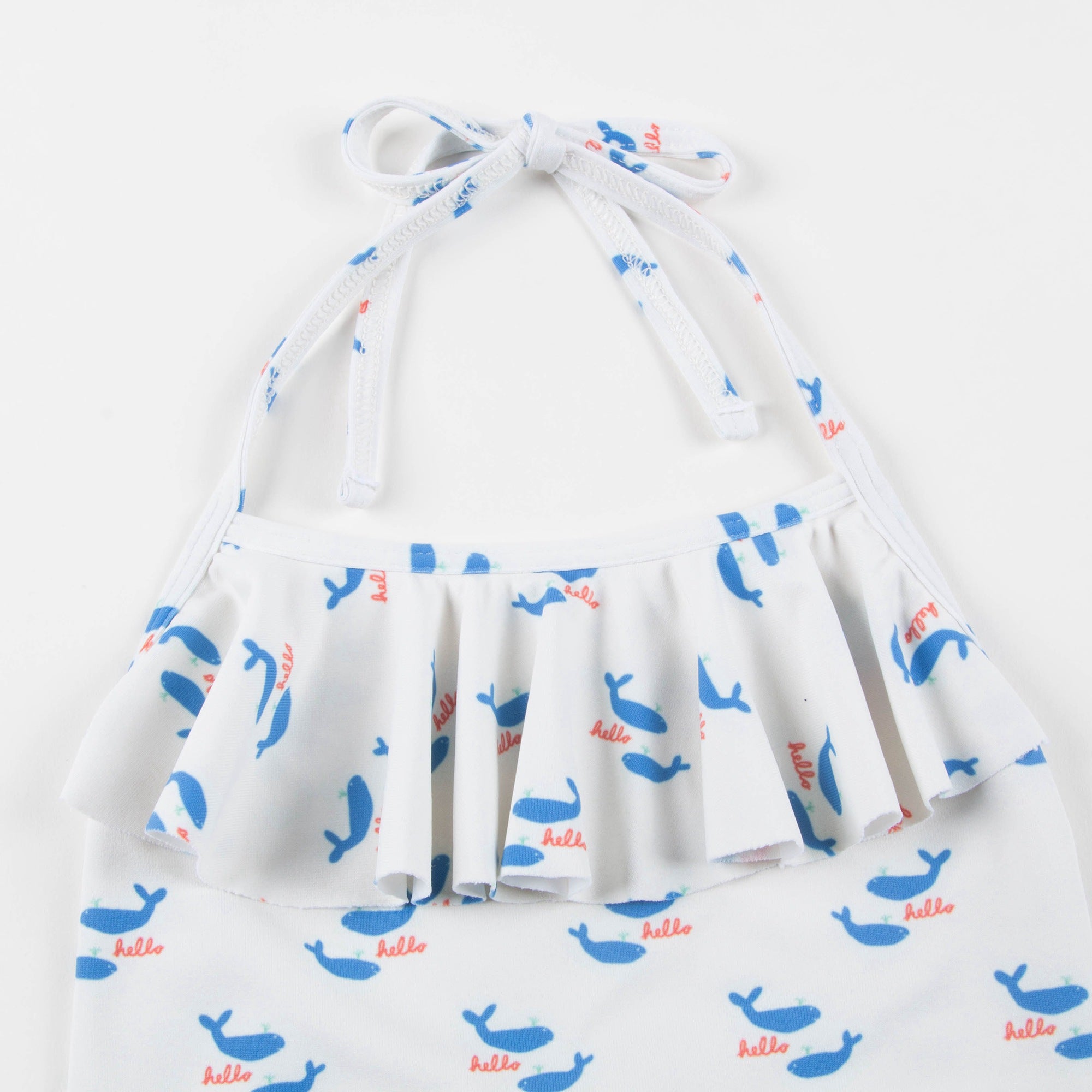Girls White & Whales Halter Bathing Suit