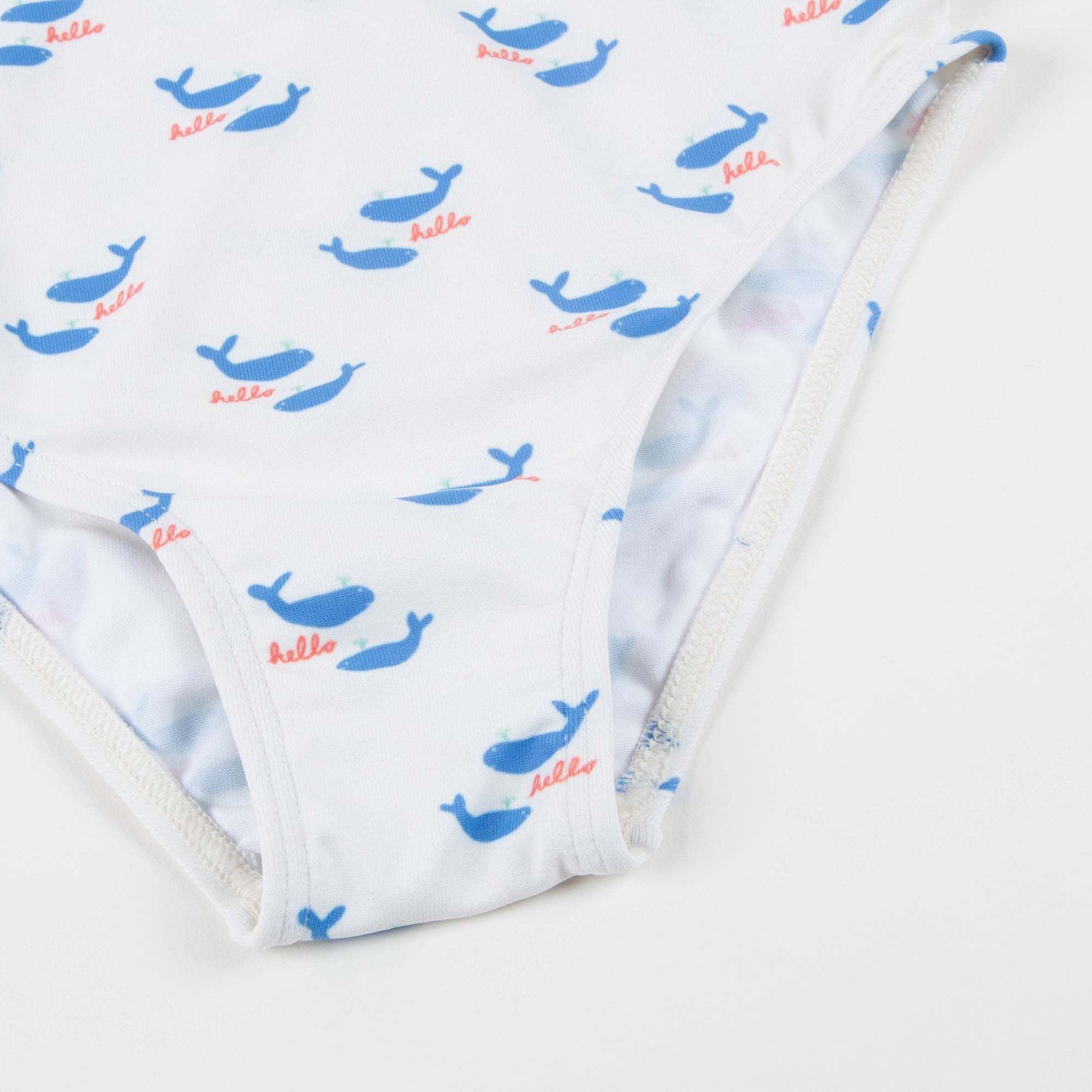Girls White & Whales Halter Bathing Suit