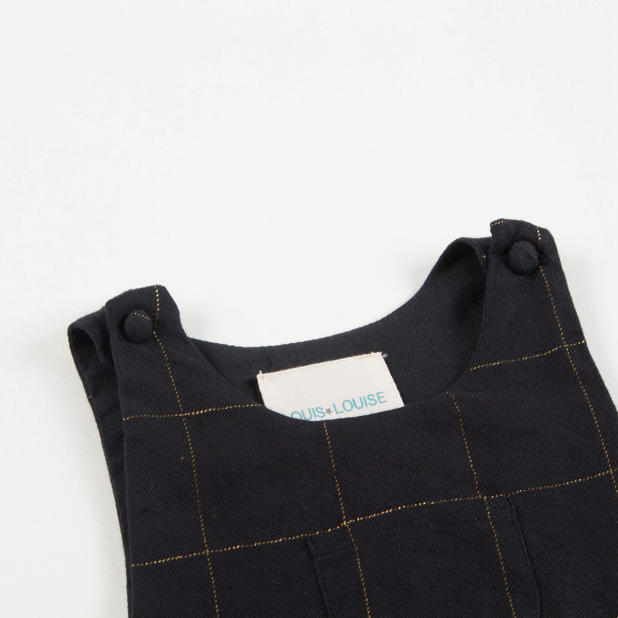 Baby Girls Big Check Gold Black Cotton Dress
