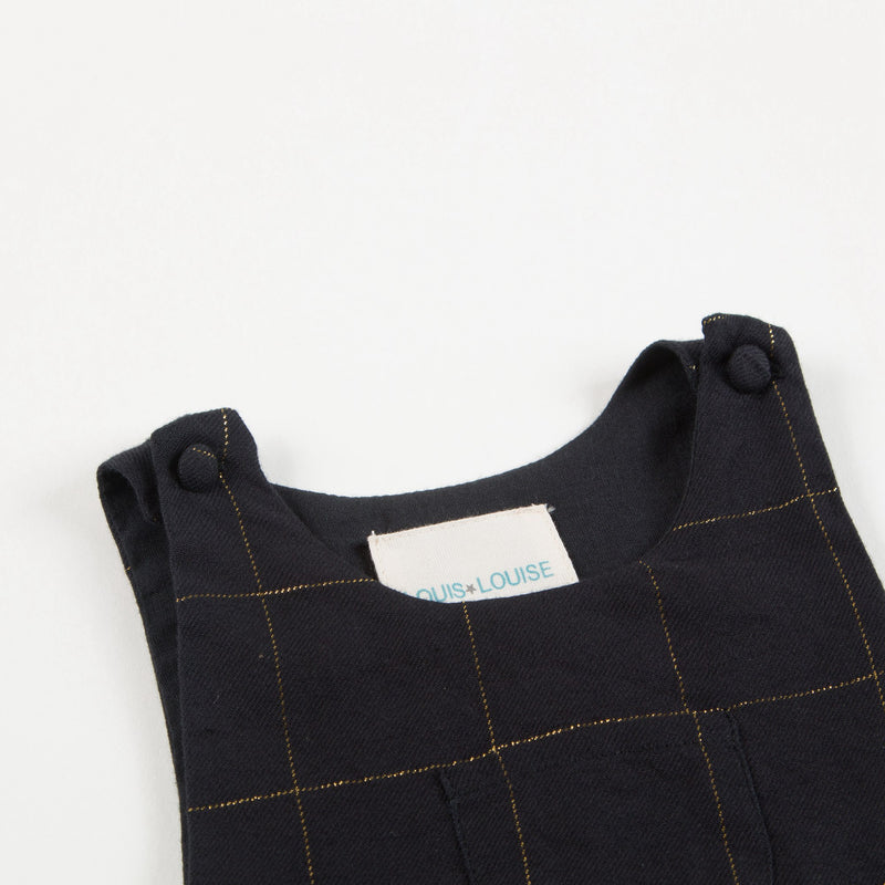 Baby Girls Big Check Gold Black Cotton Dress