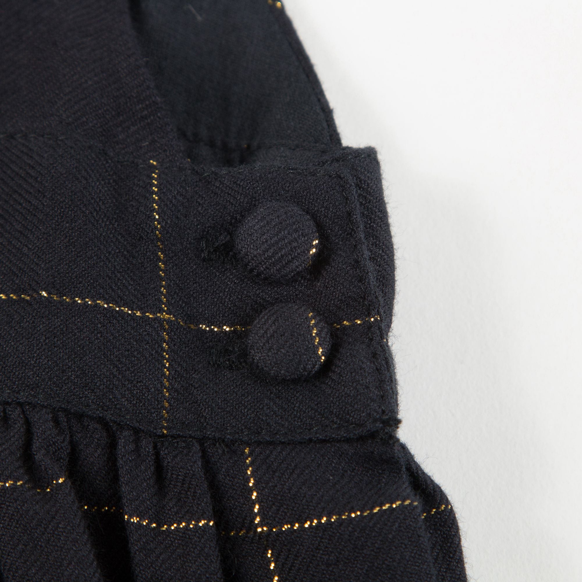 Baby Girls Big Check Gold Black Cotton Dress