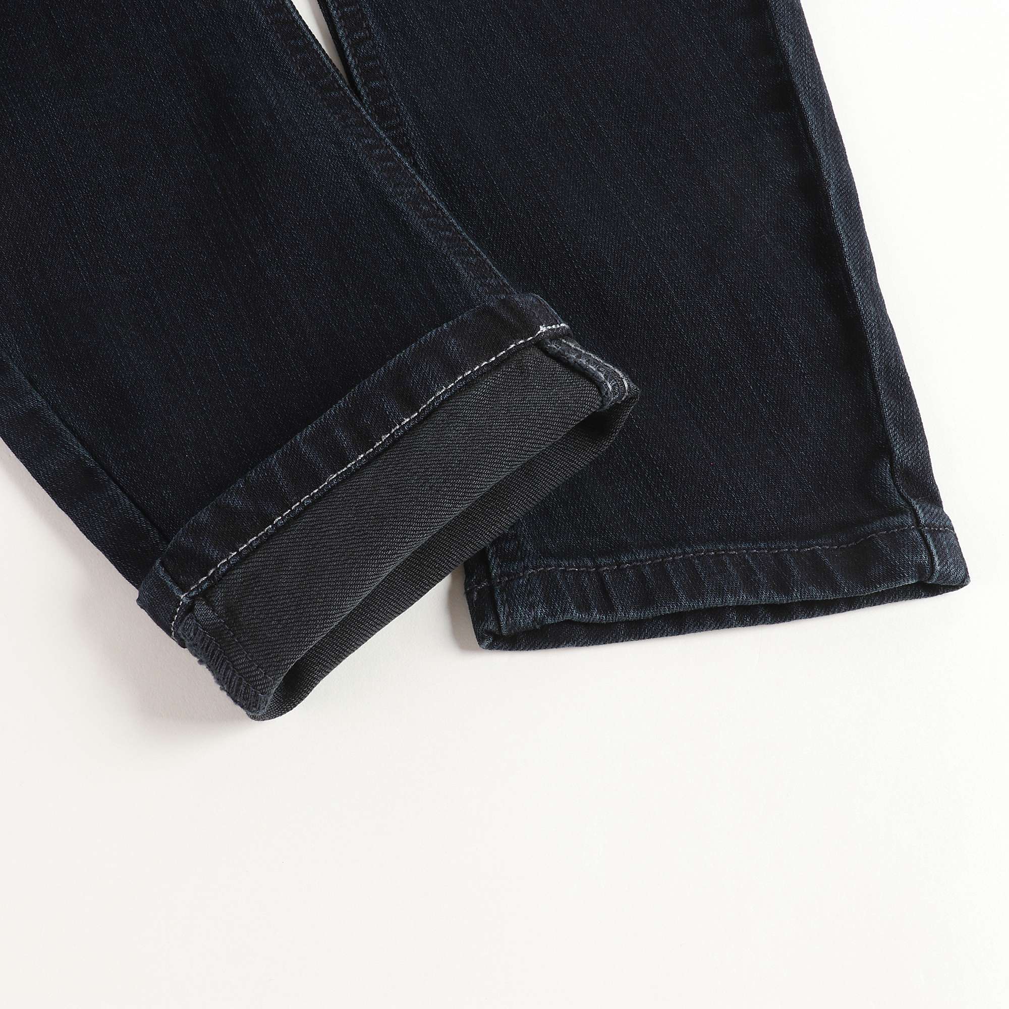 Girls Navy Denim Cotton Trousers