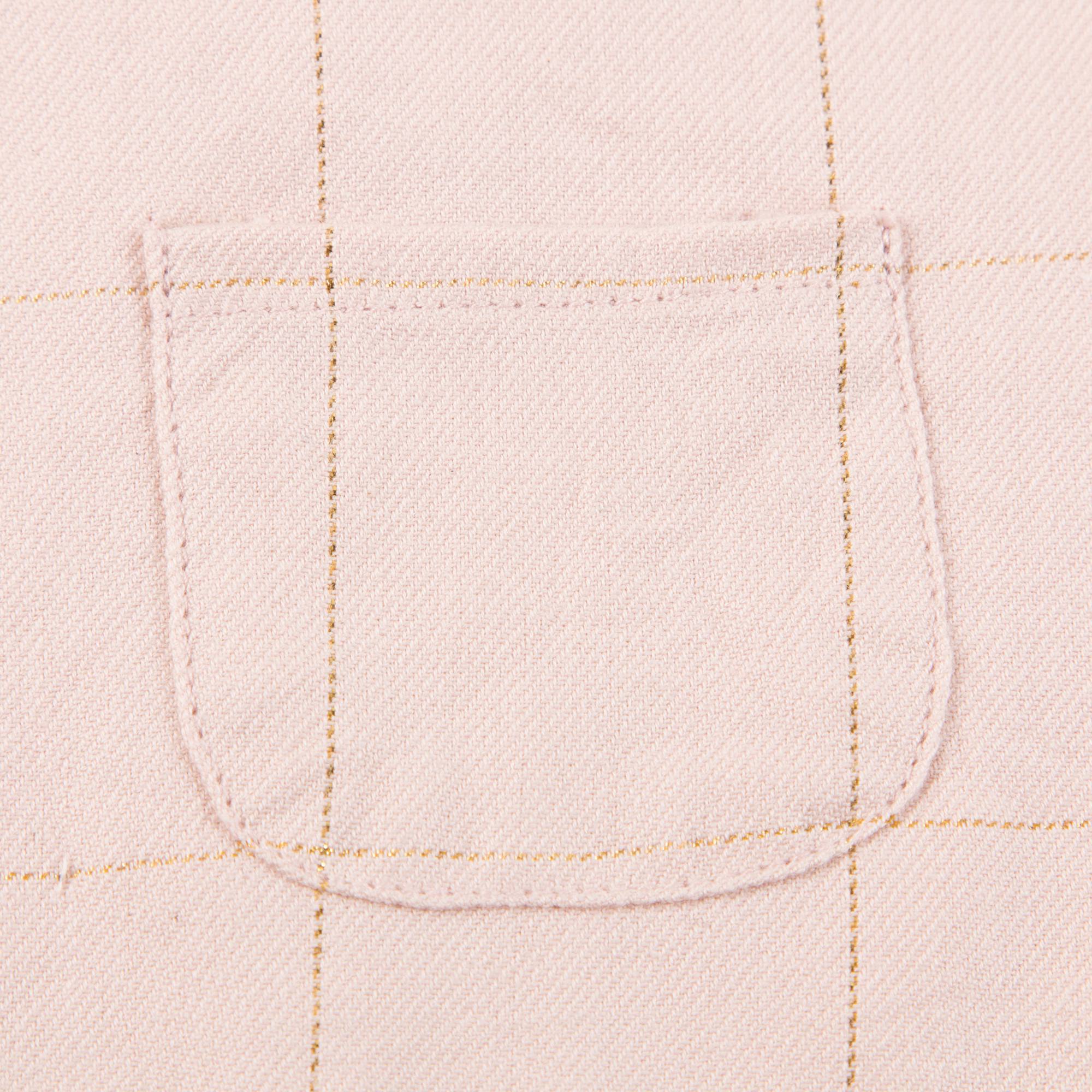 Baby Girls Pink Big check gold lurex  Cotton Dress