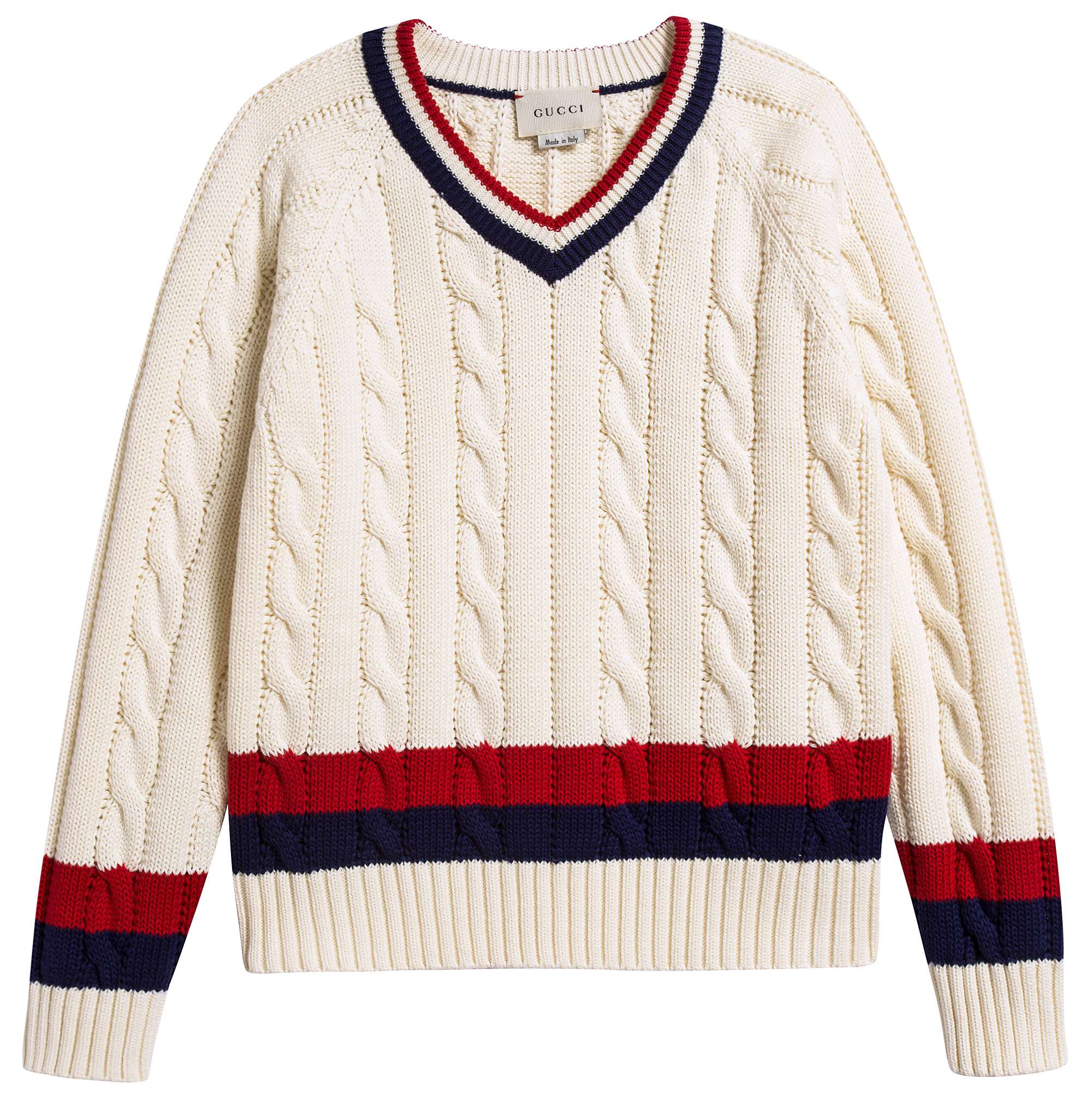 Girls White & Red Striped  Sweater