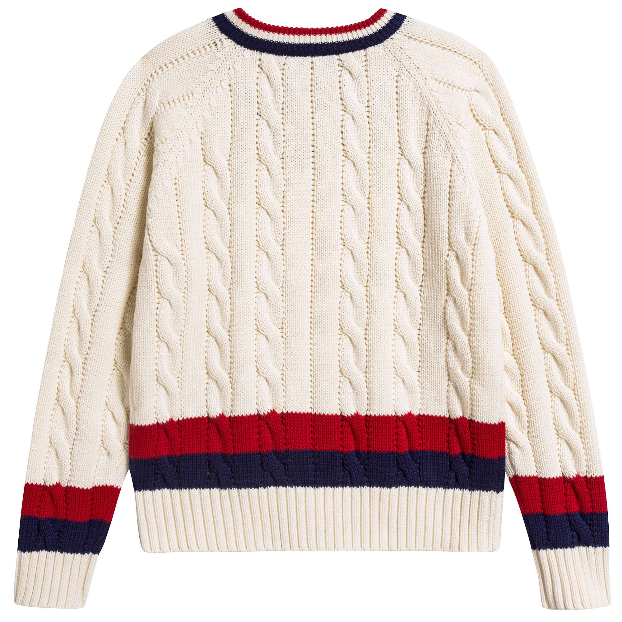 Girls White & Red Striped  Sweater