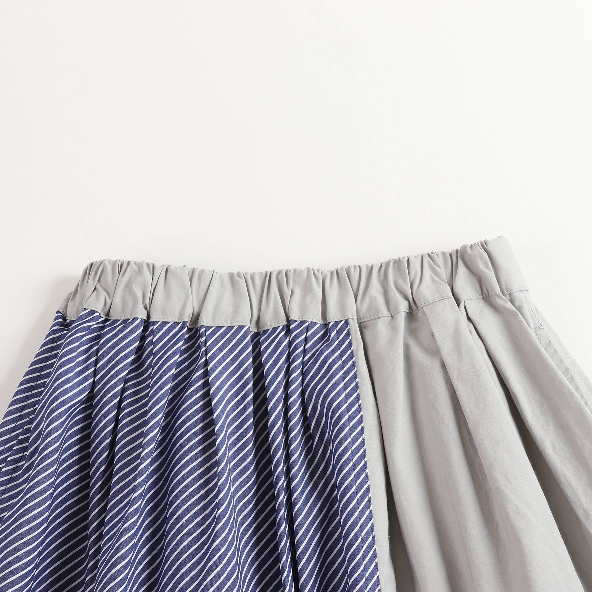 Girls Grey & Blue Bias Stripe Skirts