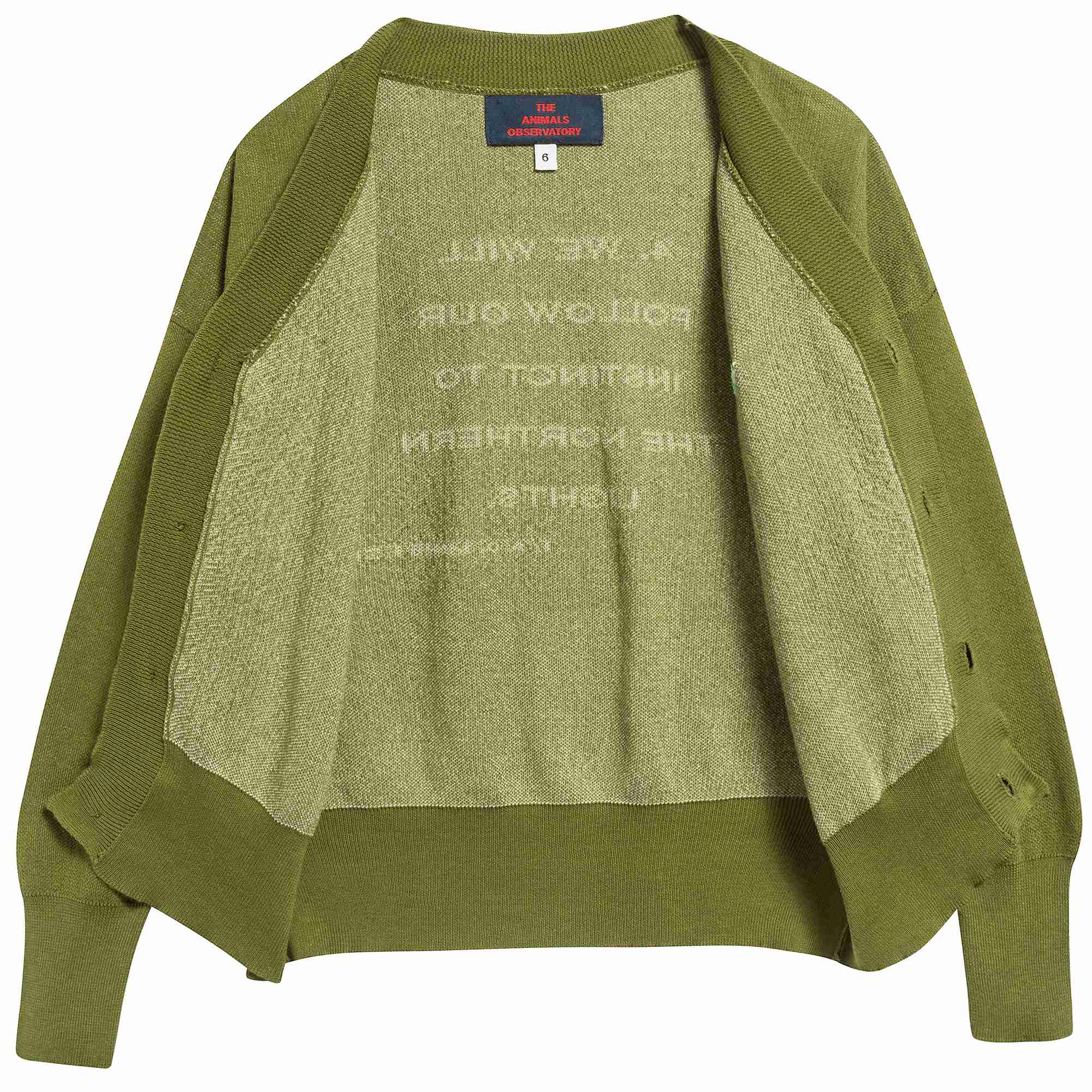 Girls Military Green Cotton Cardingan